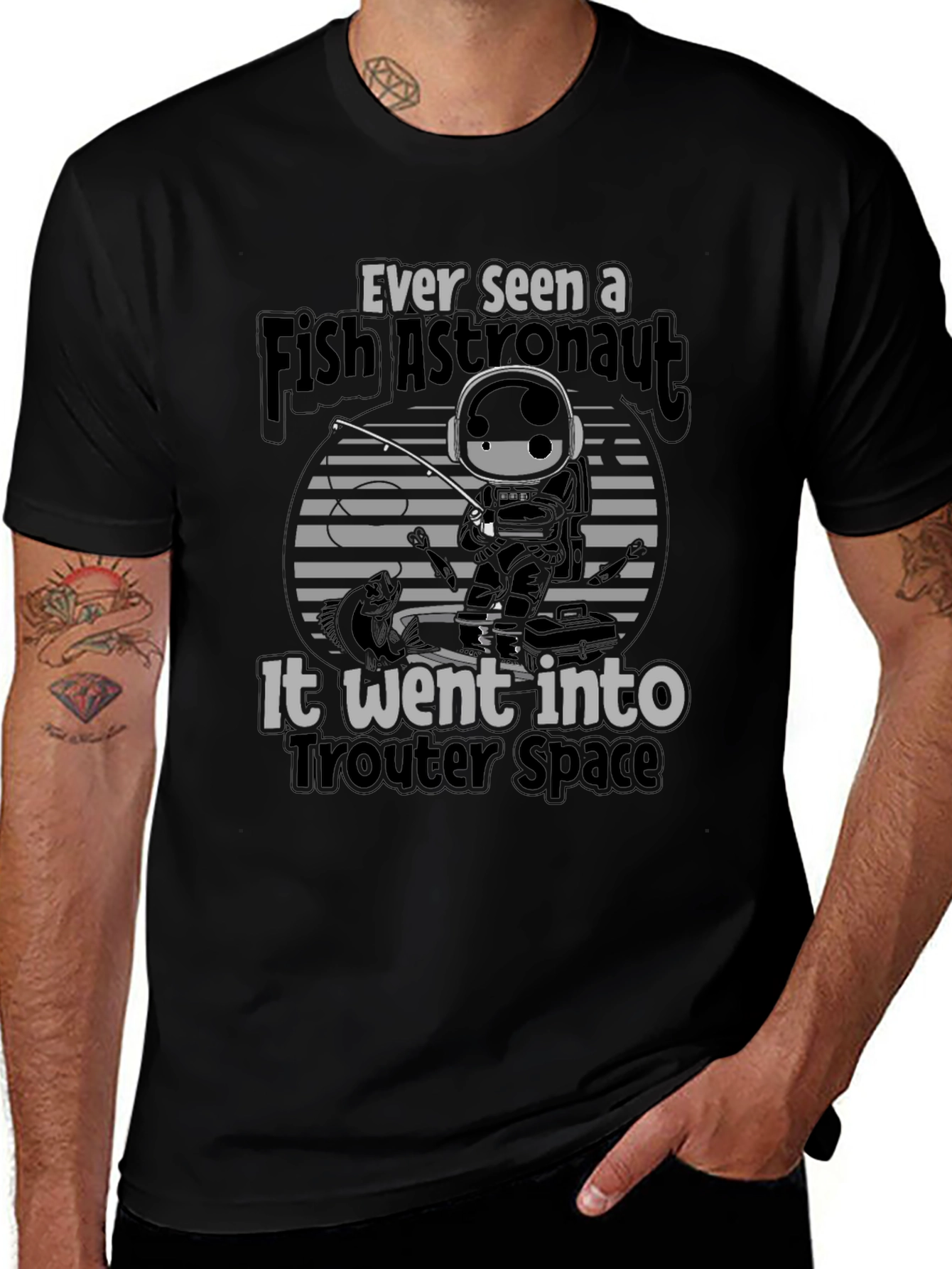 Fish Astronaut T-Shirt Trouter Space Design