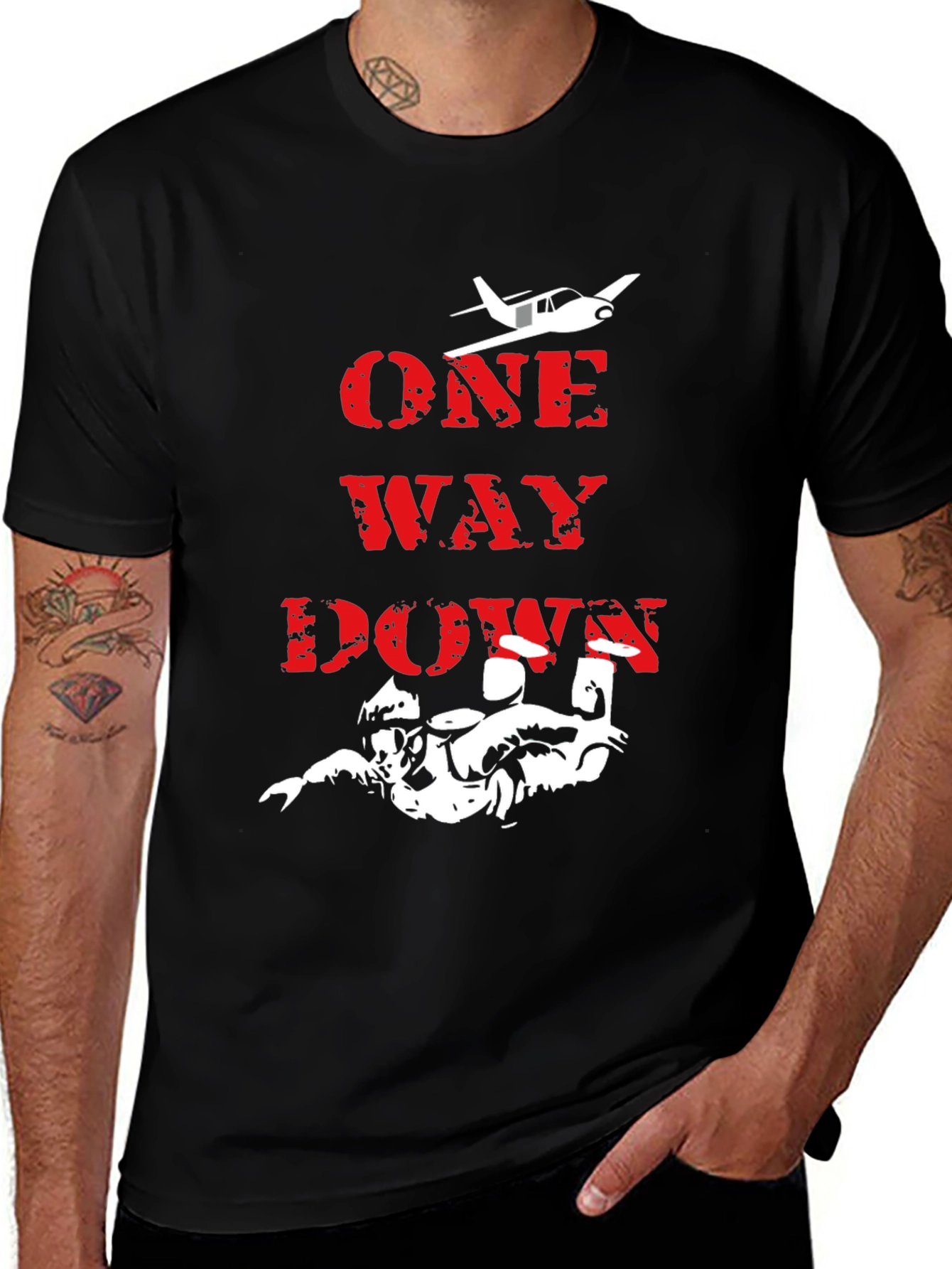 One Way Down Skydiving T-Shirt