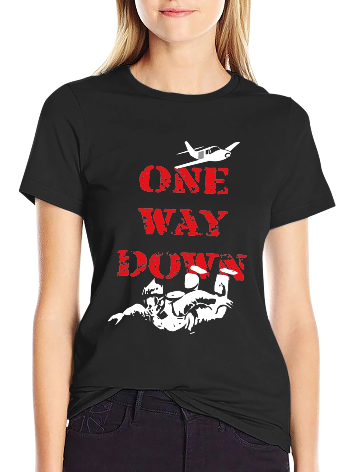 One Way Down Skydiving T-Shirt