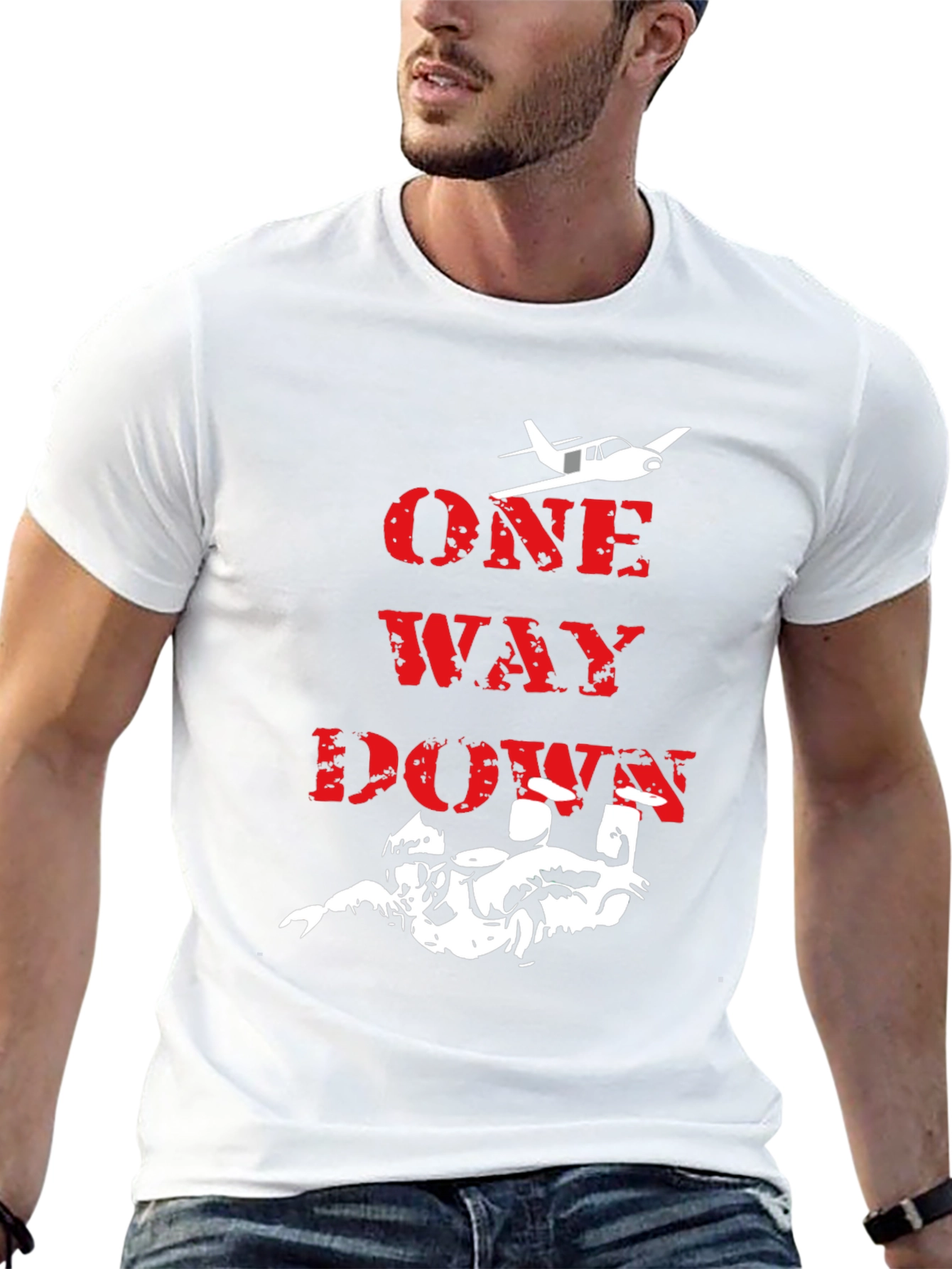 One Way Down Skydiving T-Shirt