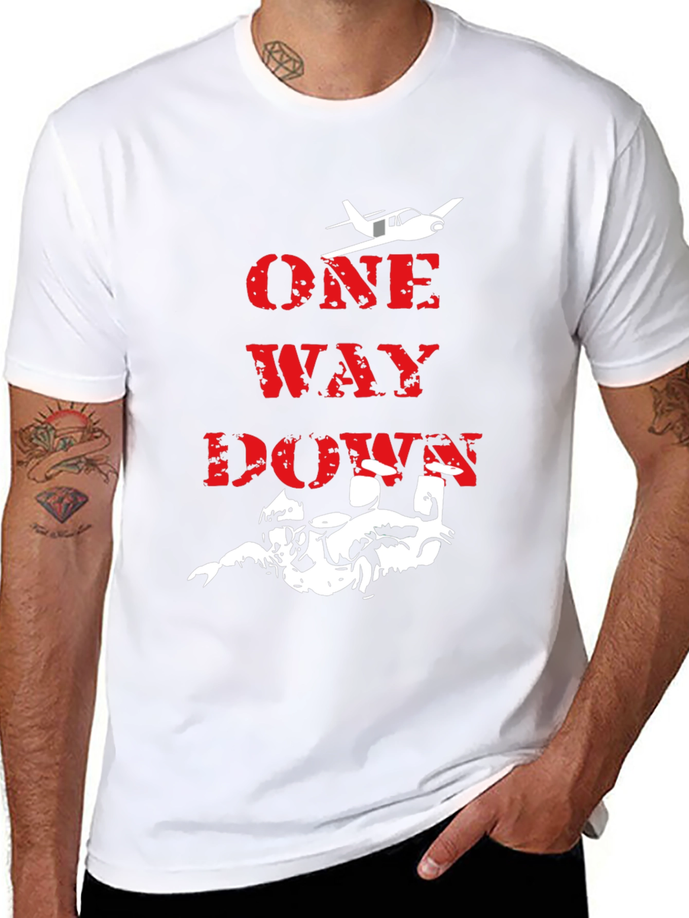 One Way Down Skydiving T-Shirt