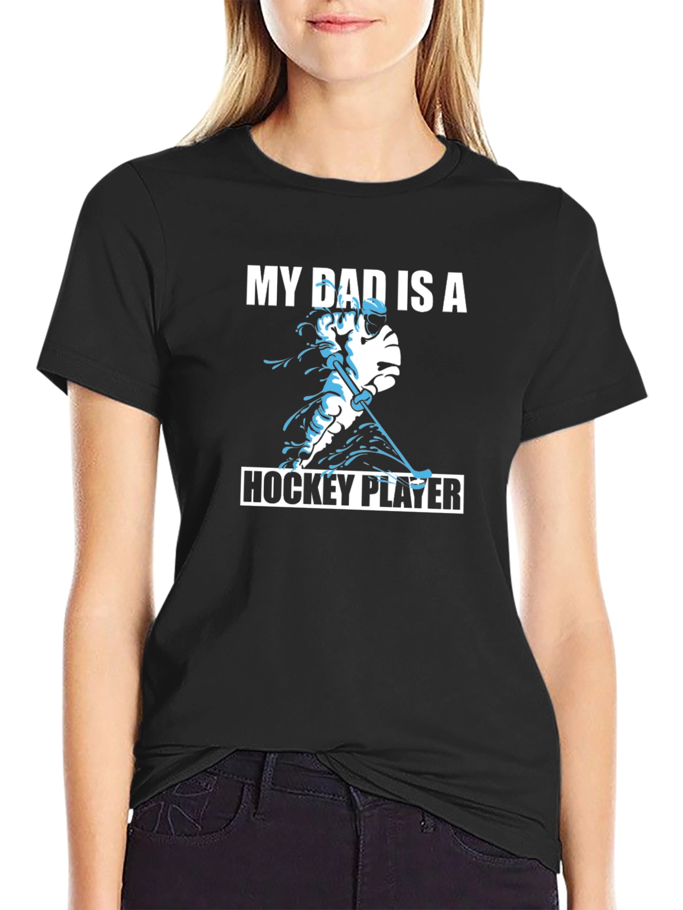 My Dad is a Hockey Player Black T-Shirt