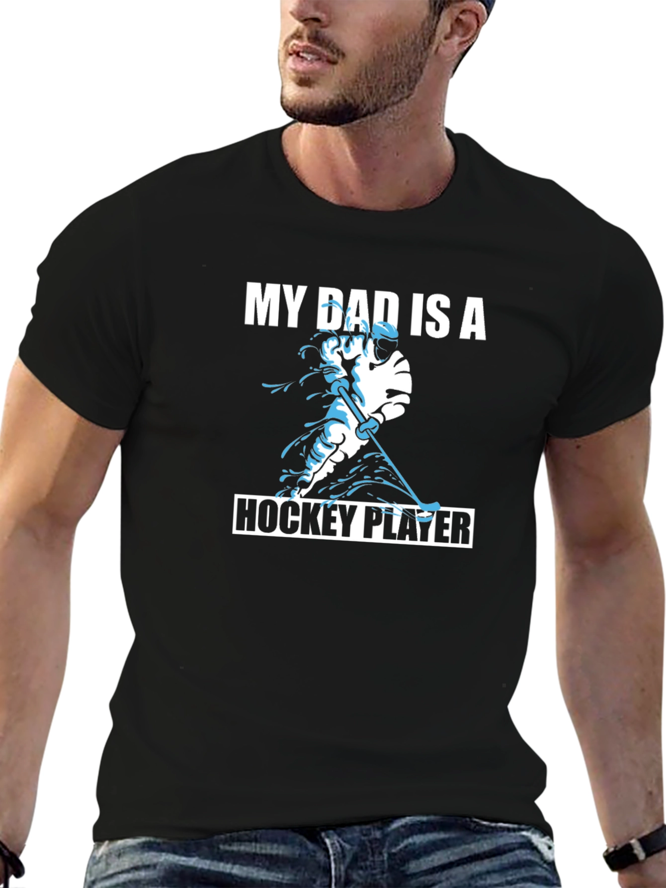 My Dad is a Hockey Player Black T-Shirt