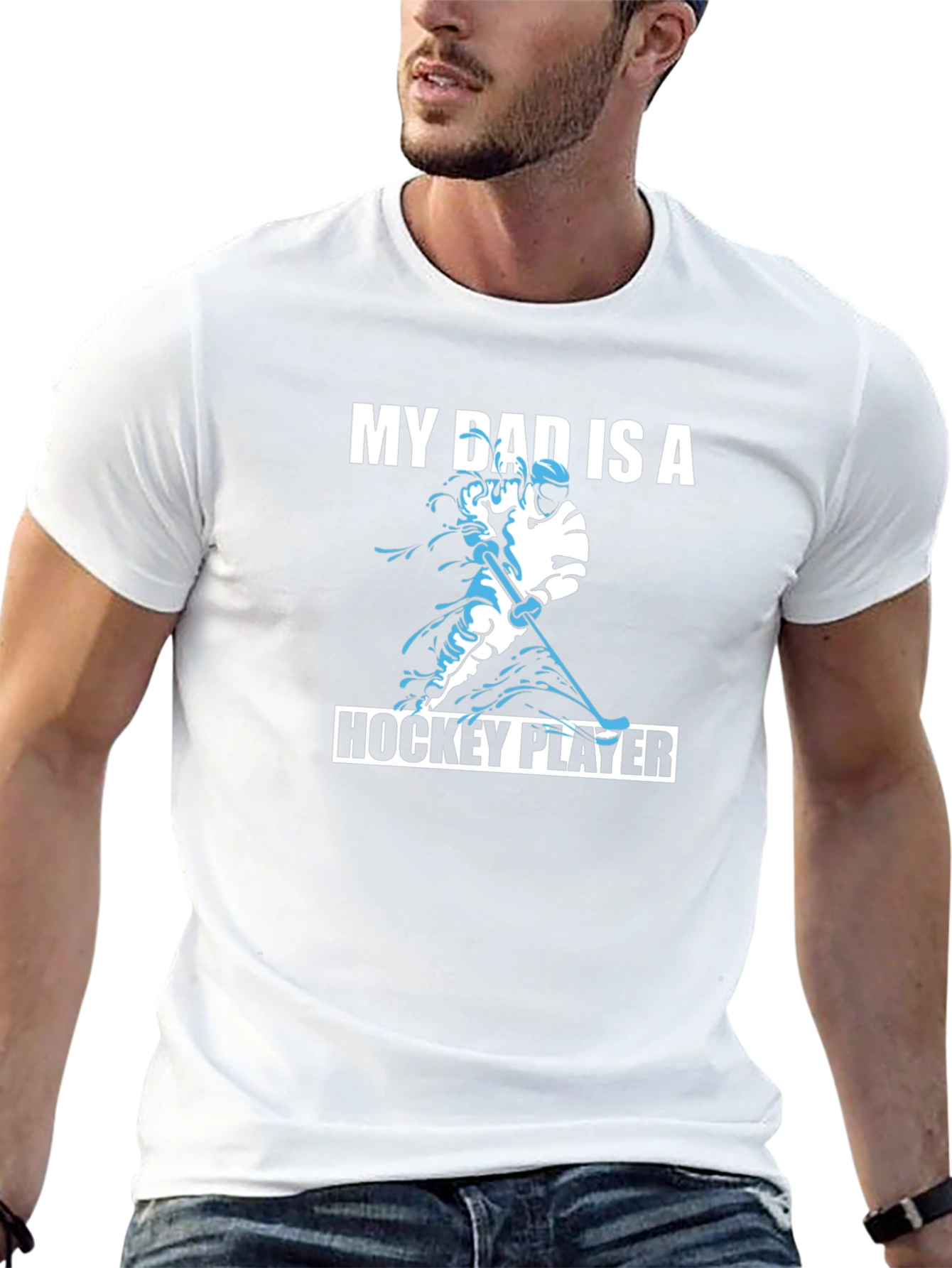 My Dad is a Hockey Player Black T-Shirt