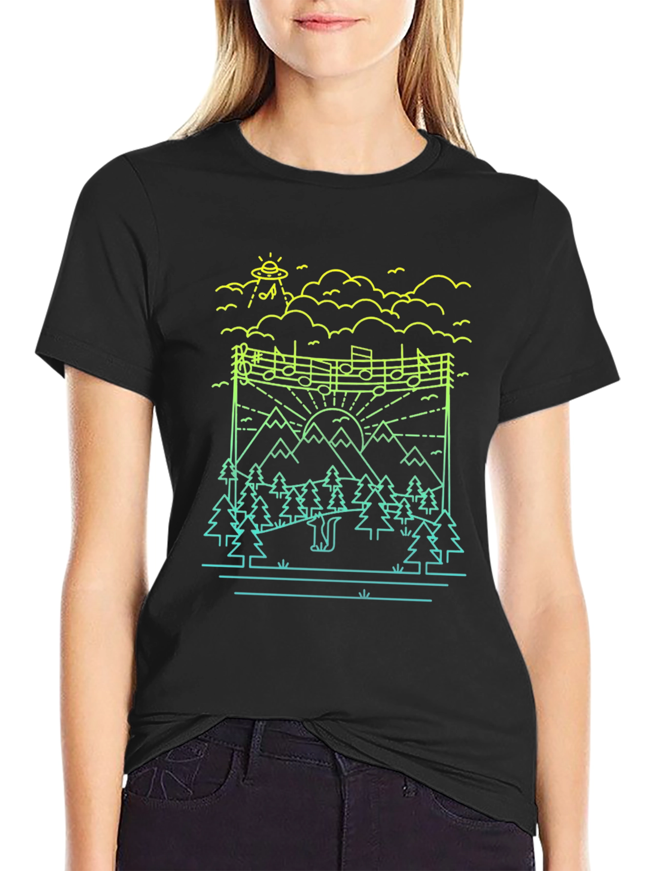 Nature Alien Abduction Music T-Shirt