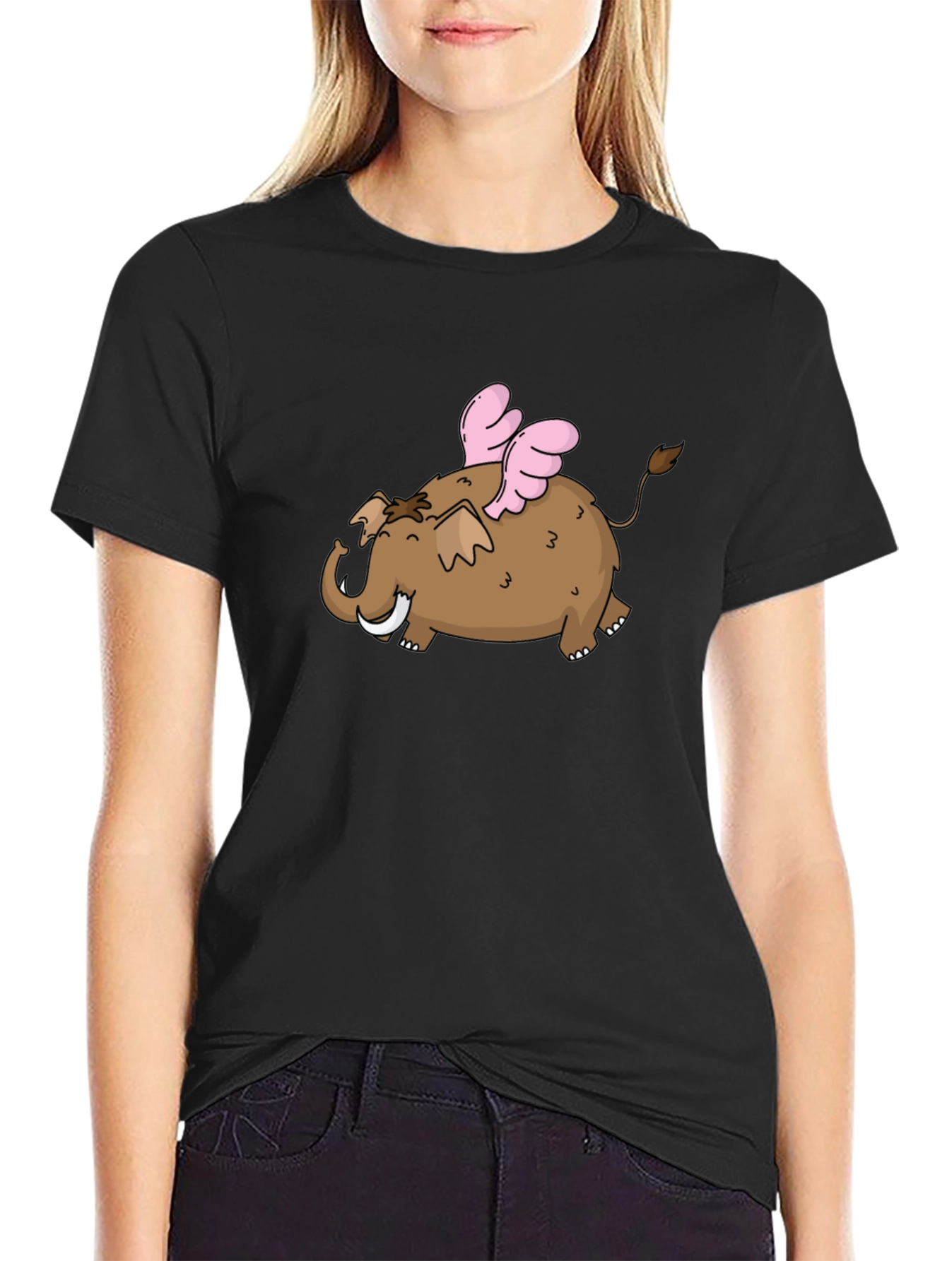 Flying Elephant T-Shirt - Black Cotton Tee