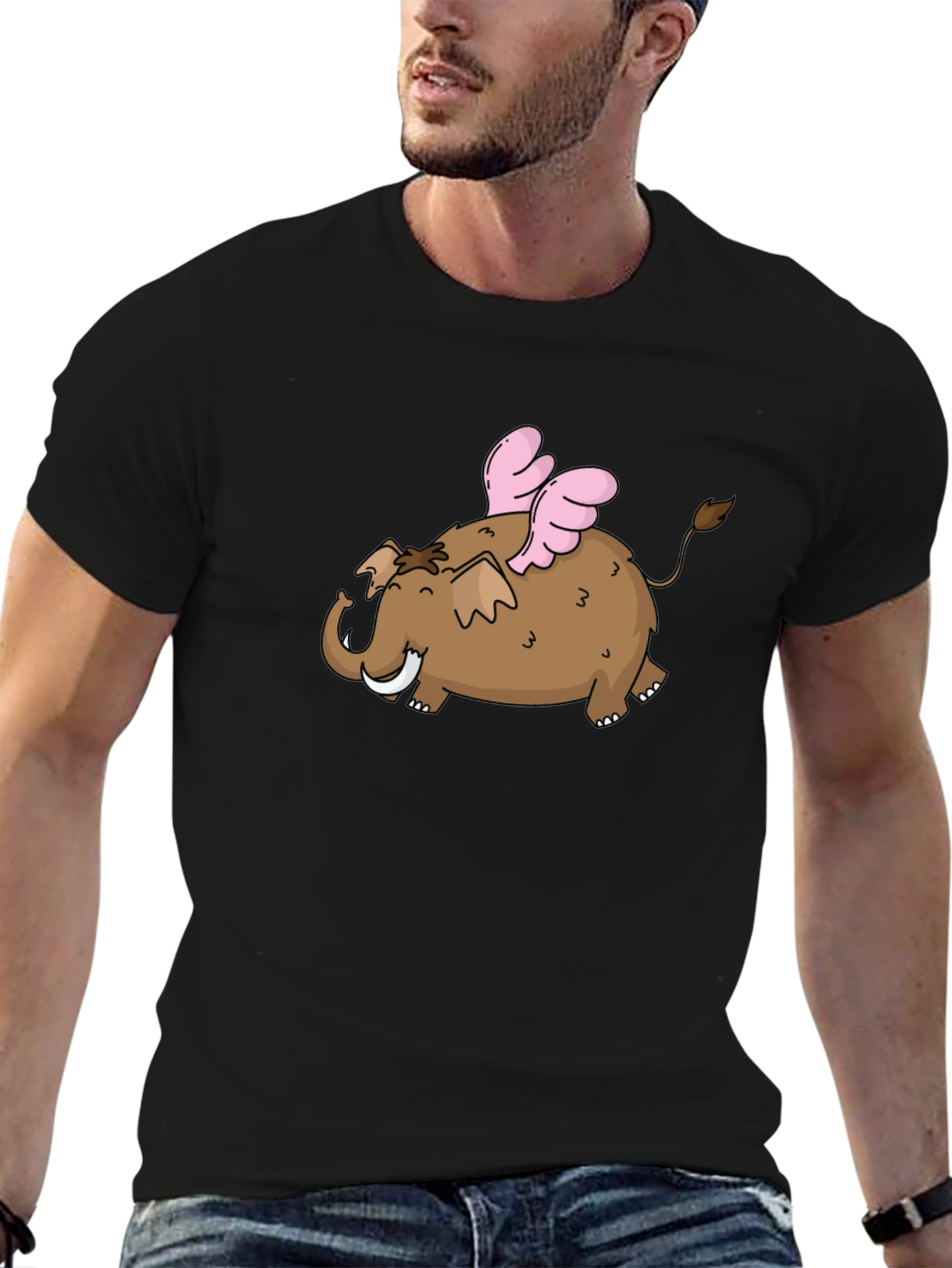 Flying Elephant T-Shirt - Black Cotton Tee