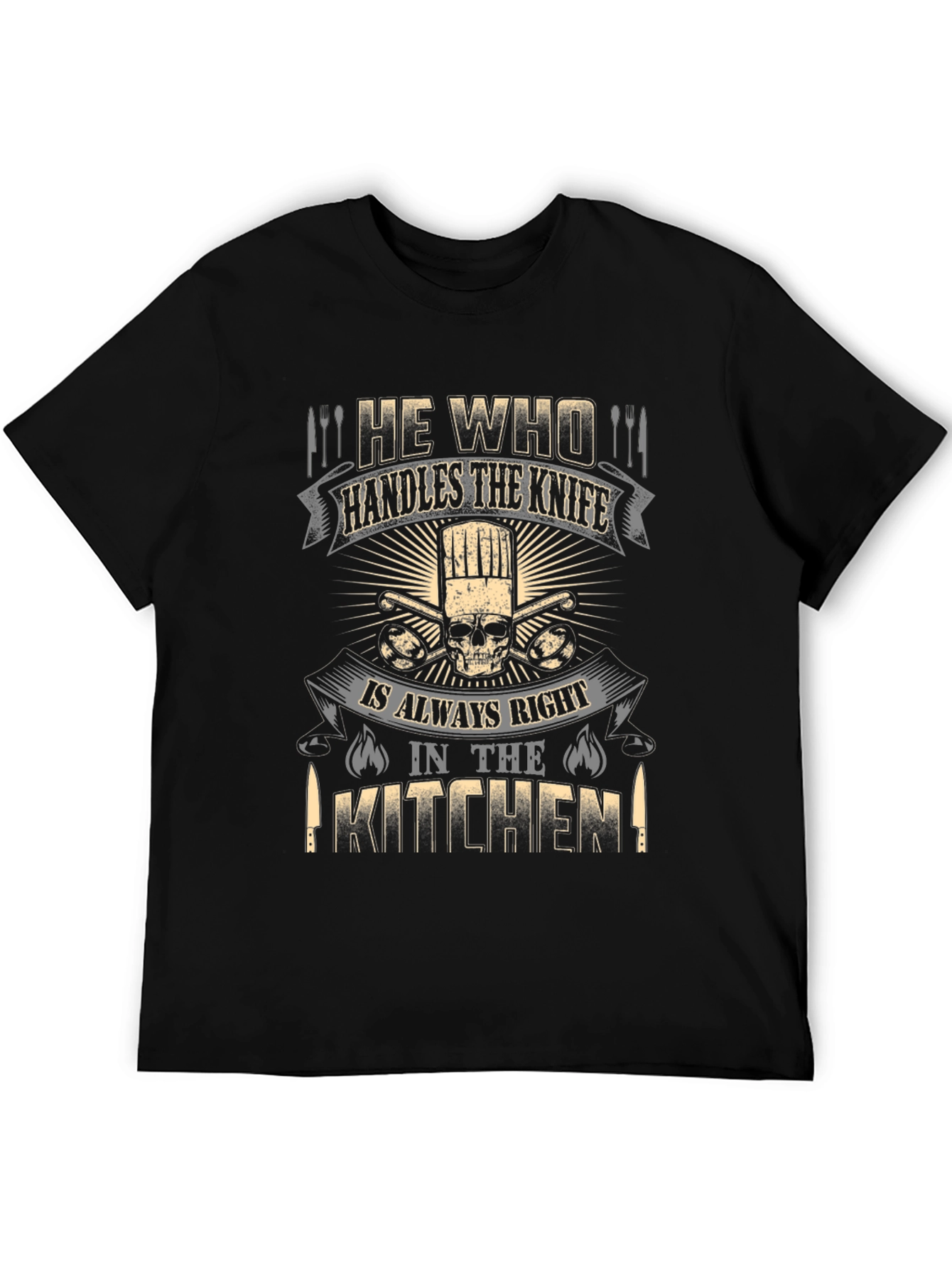 Chef Skull T-Shirt - He Who Handles the Knife