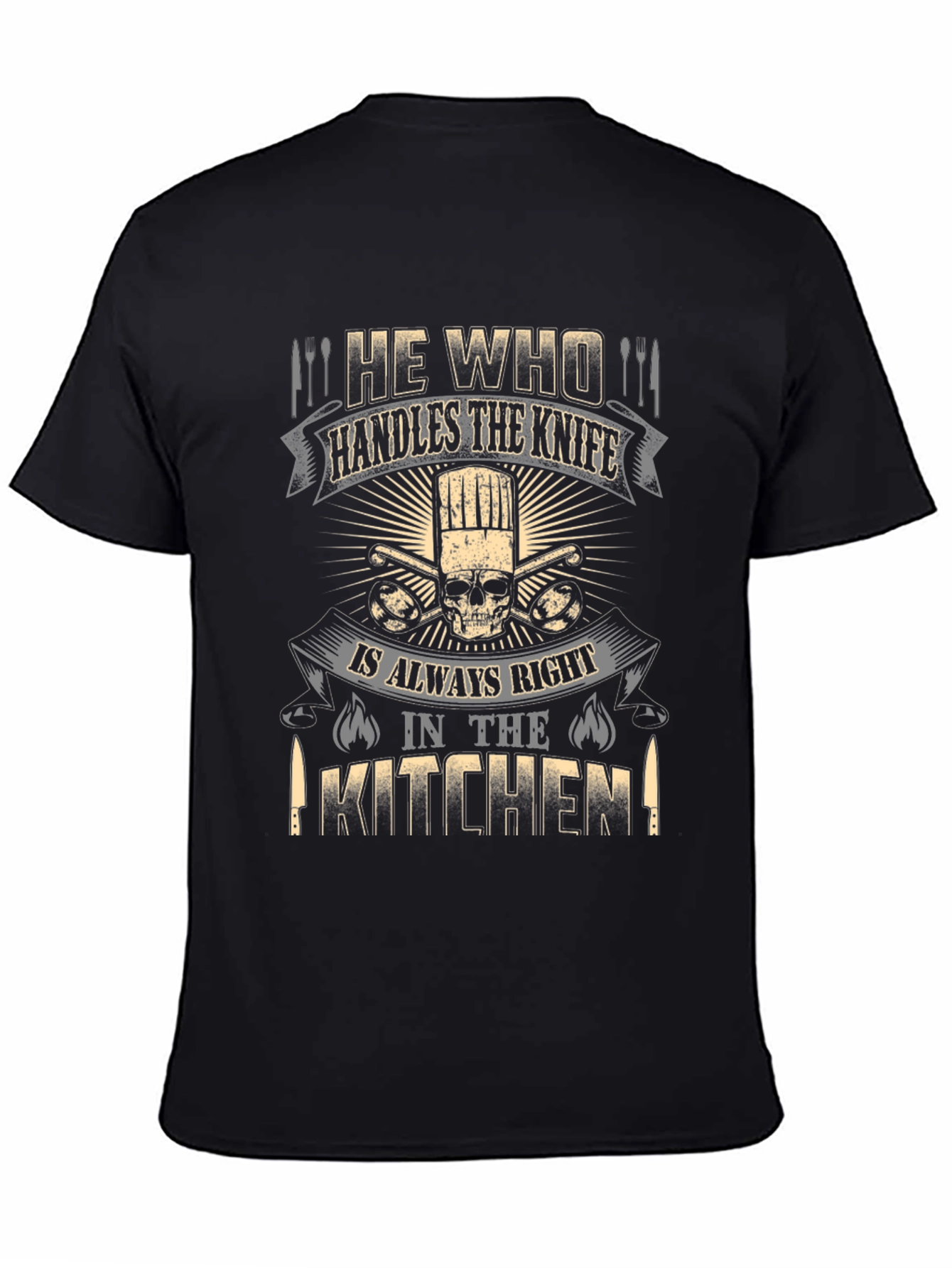 Chef Skull T-Shirt - He Who Handles the Knife