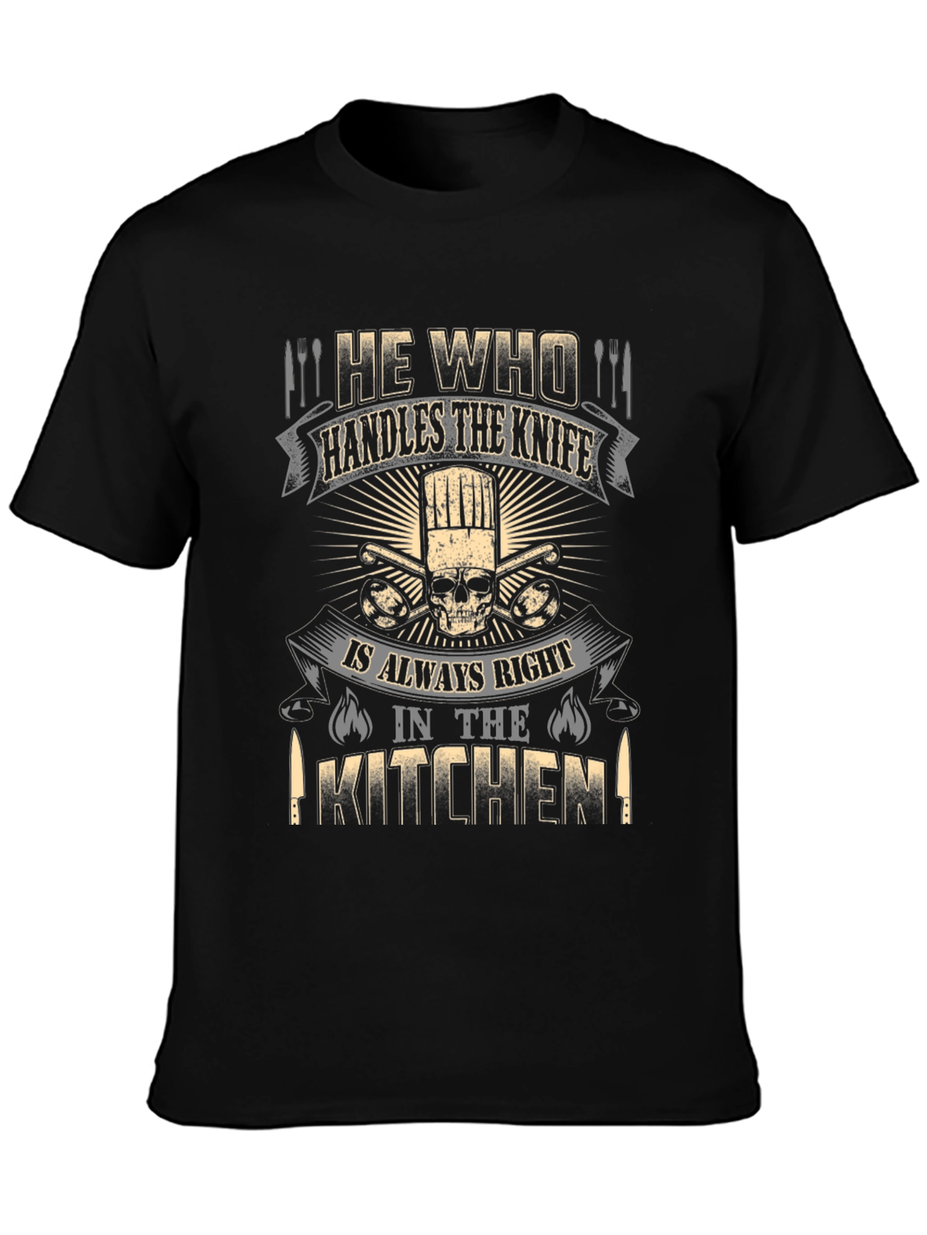 Chef Skull T-Shirt - He Who Handles the Knife