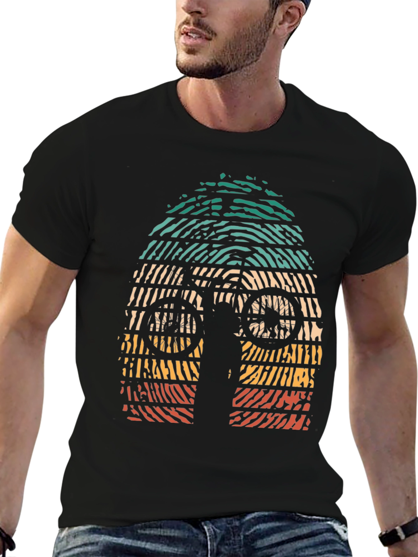 Retro Mountain Biker Graphic Tee - Black