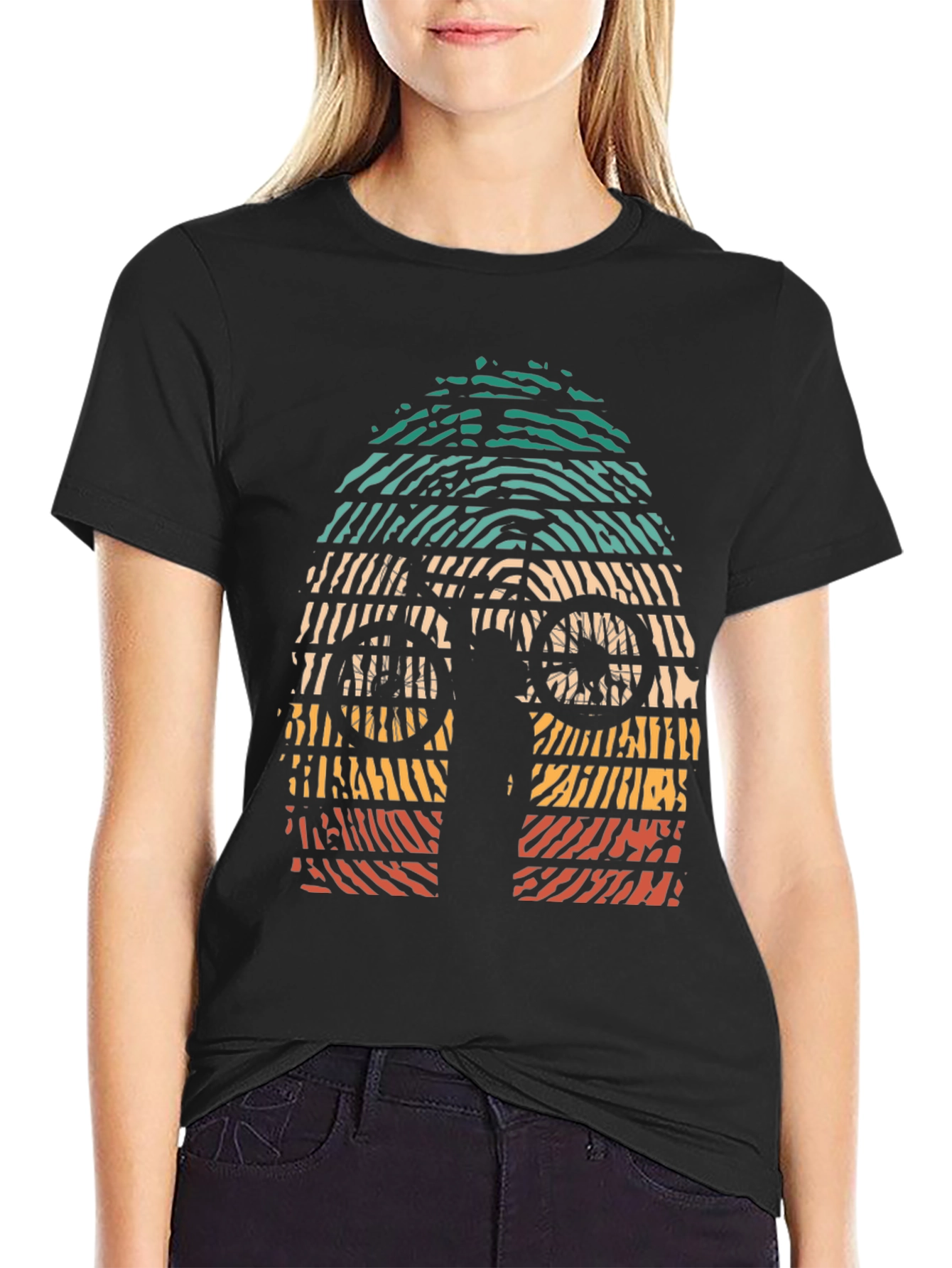 Retro Mountain Biker Graphic Tee - Black