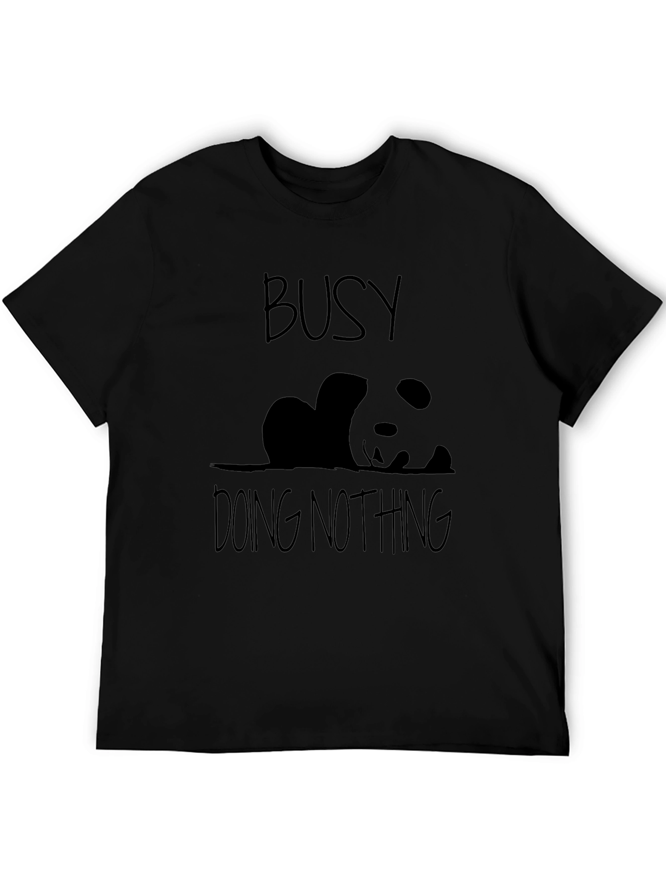 Busy Doing Nothing Panda Black T-Shirt
