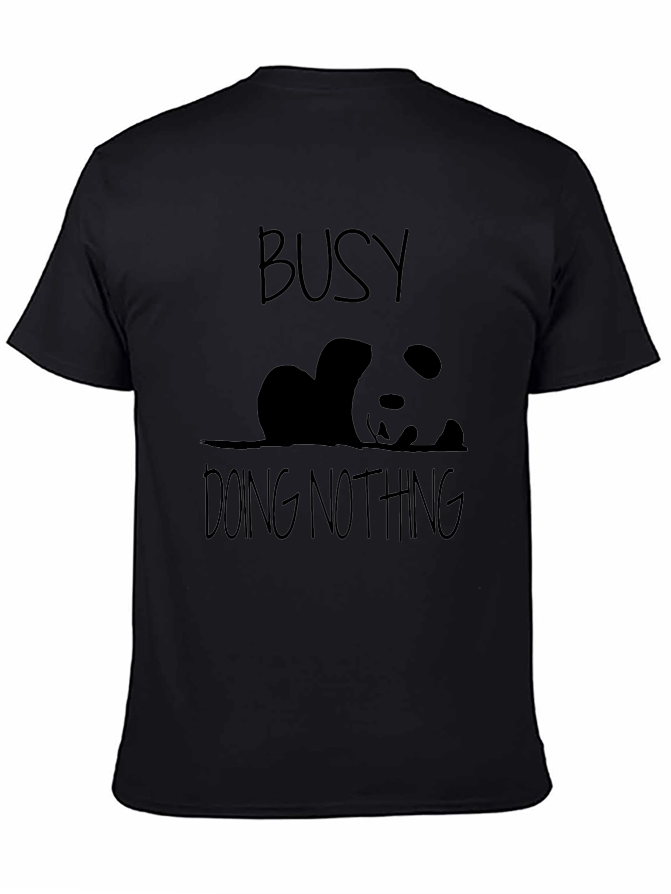 Busy Doing Nothing Panda Black T-Shirt