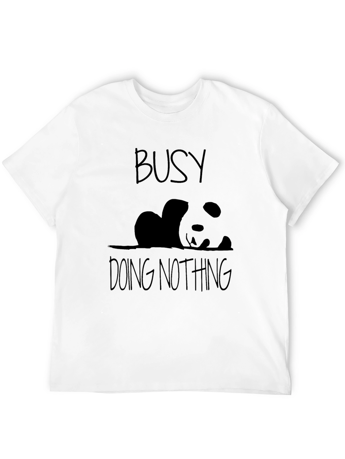 Busy Doing Nothing Panda Black T-Shirt