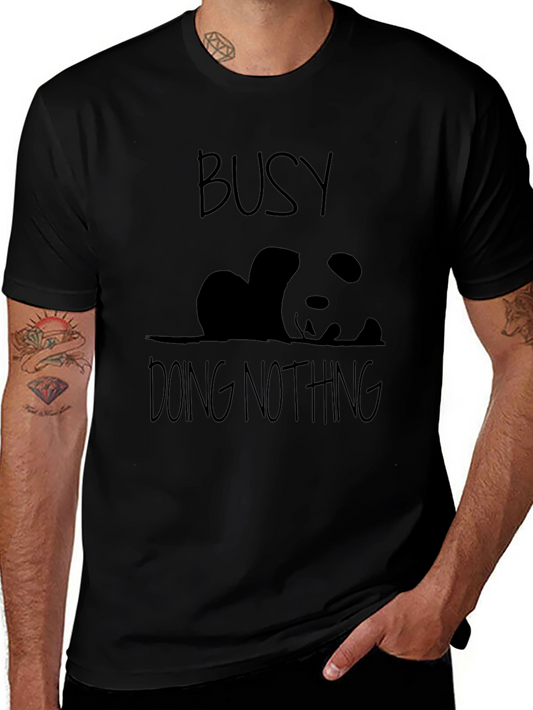 Busy Doing Nothing Panda Black T-Shirt