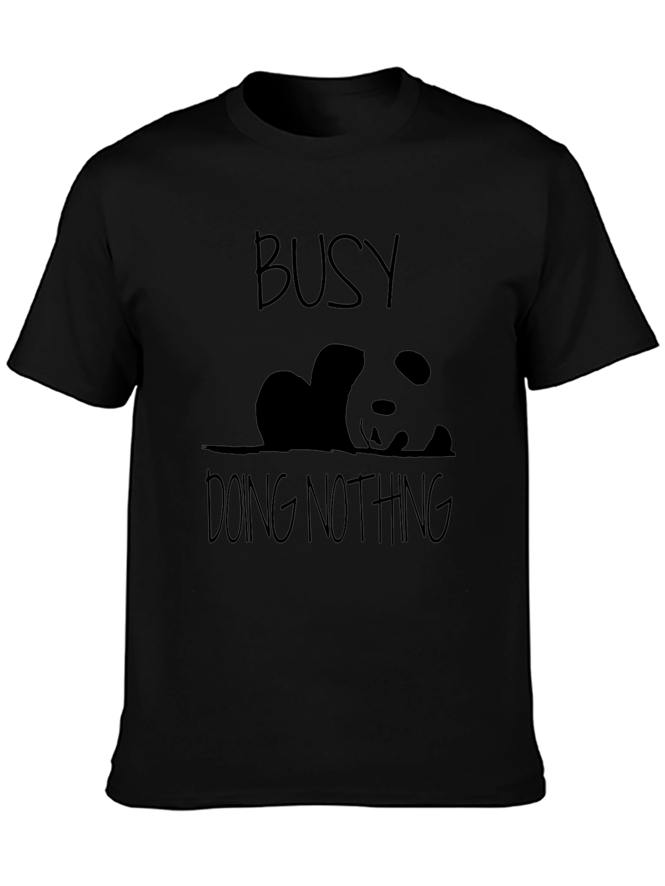Busy Doing Nothing Panda Black T-Shirt