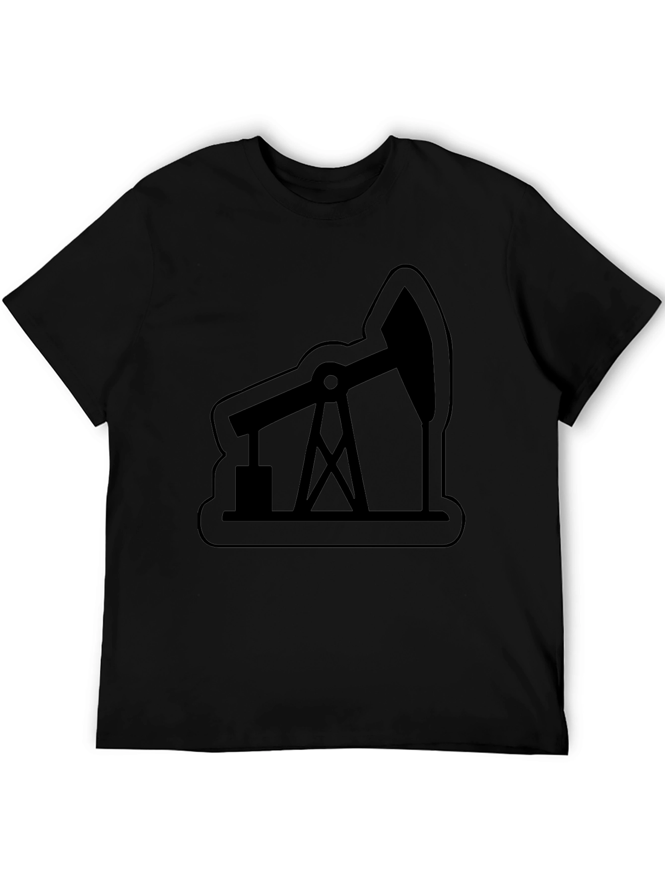 Oil Rig Graphic Tee - Modern Black T-Shirt