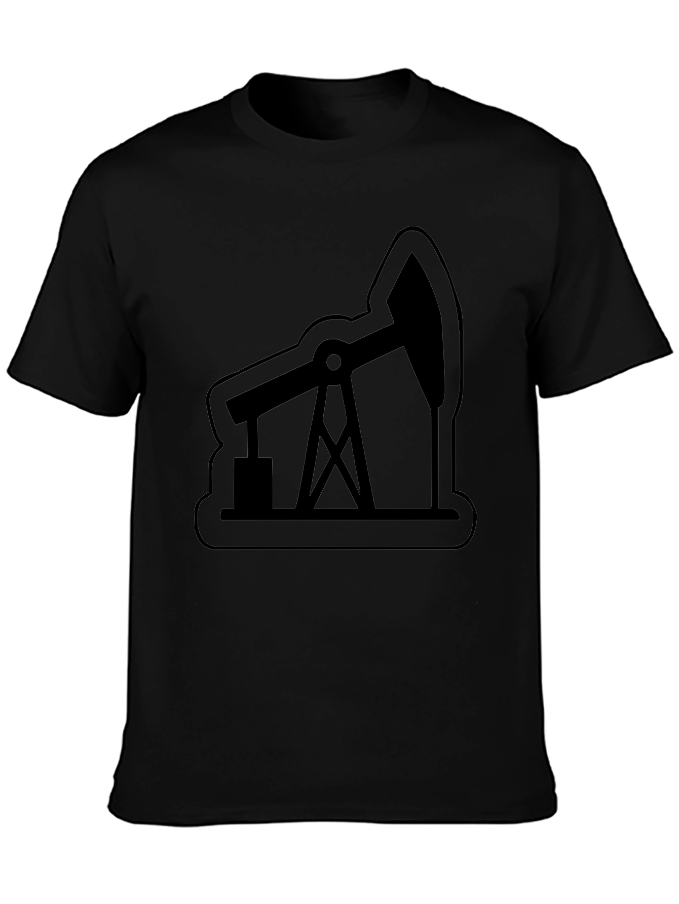 Oil Rig Graphic Tee - Modern Black T-Shirt