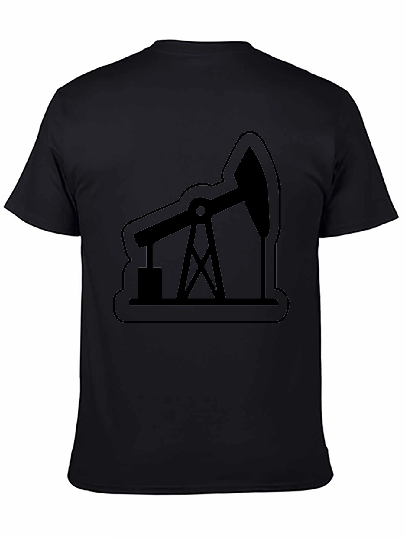 Oil Rig Graphic Tee - Modern Black T-Shirt