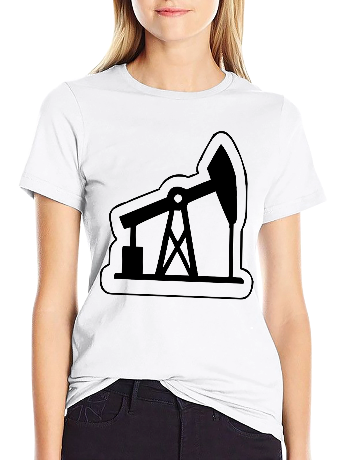 Oil Rig Graphic Tee - Modern Black T-Shirt