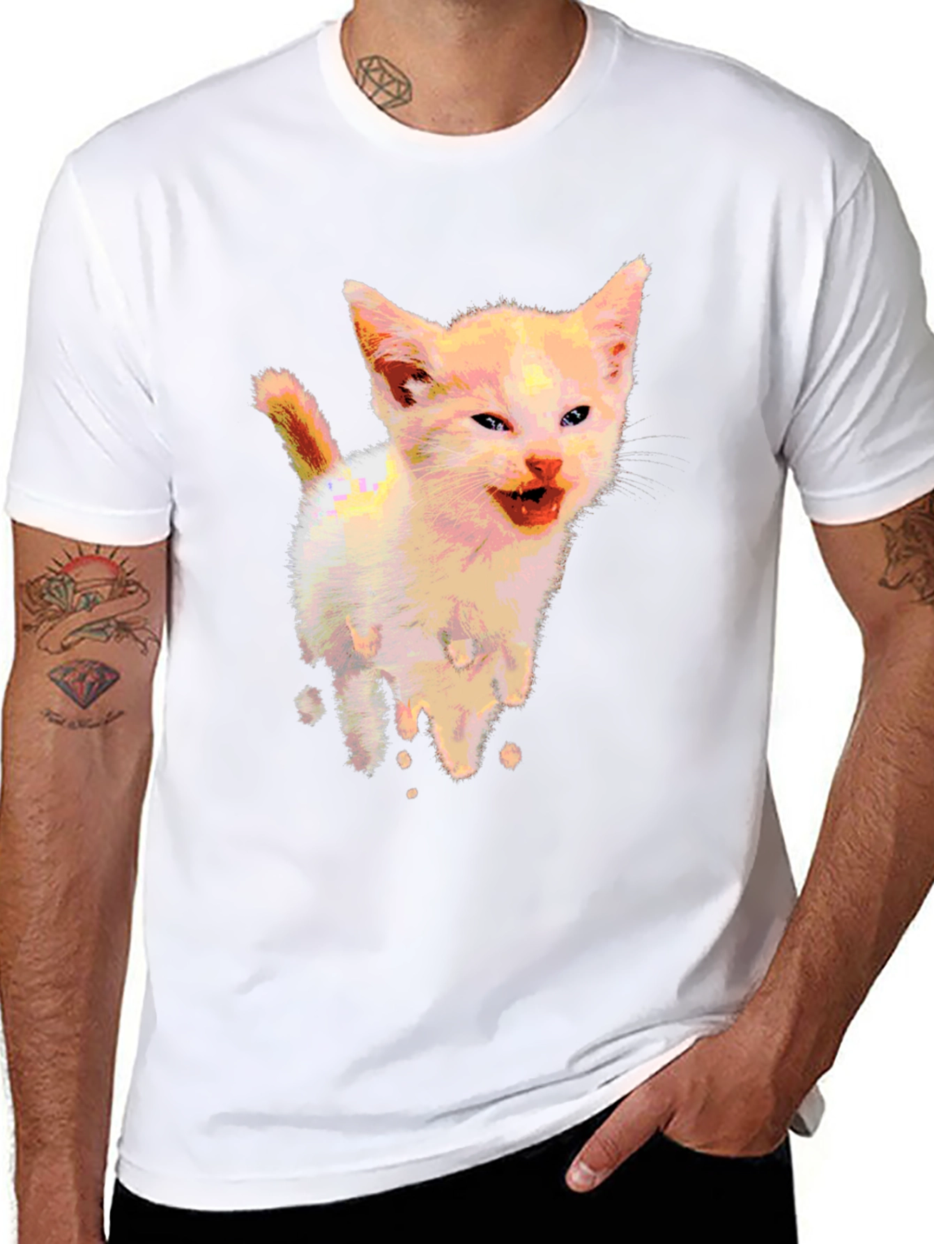 Funny Kitten Graphic Black T-Shirt