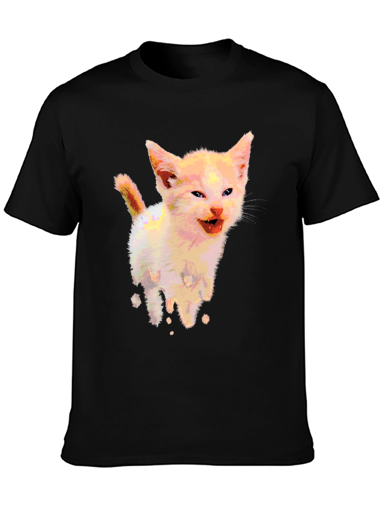 Funny Kitten Graphic Black T-Shirt
