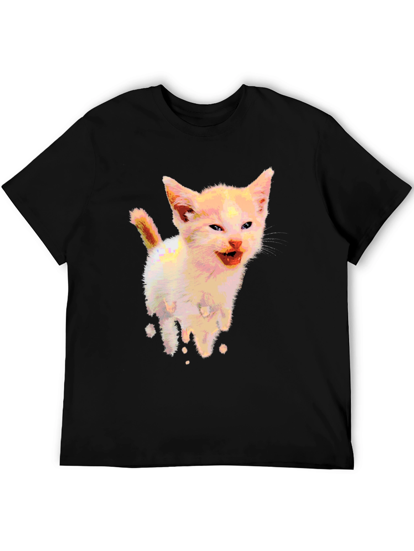 Funny Kitten Graphic Black T-Shirt