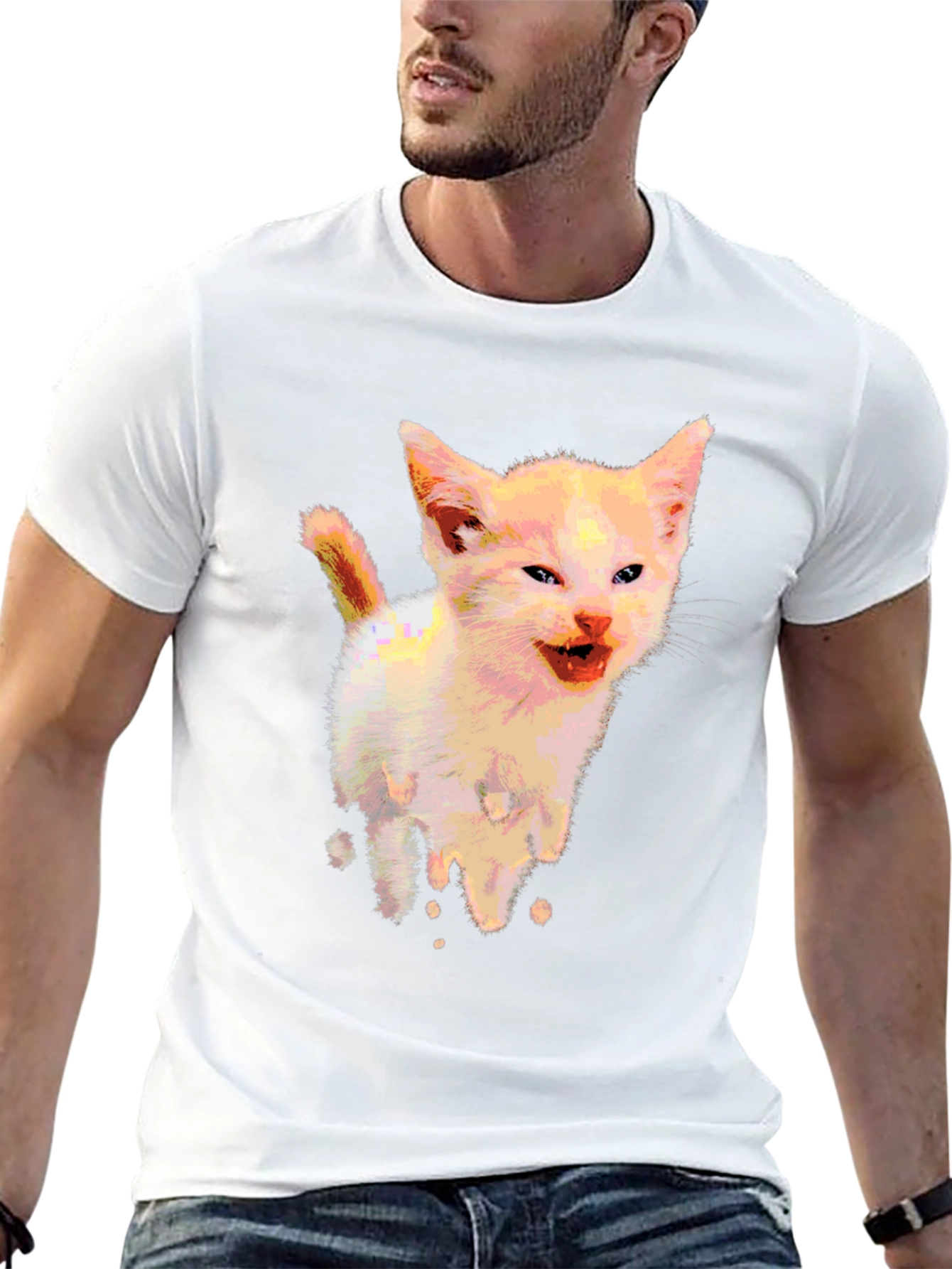 Funny Kitten Graphic Black T-Shirt
