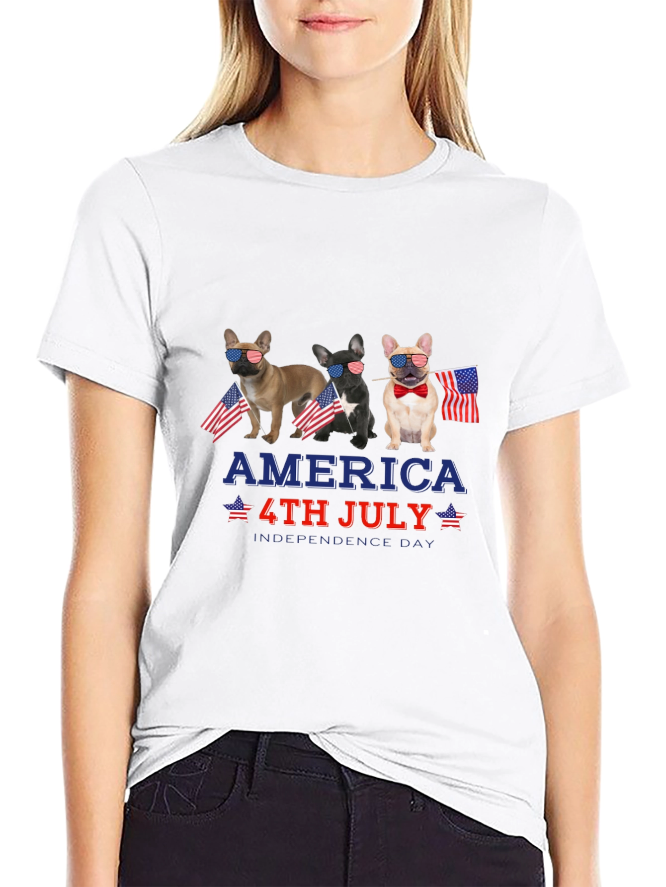 Patriotic Bulldog 4th of July Graphic Tee