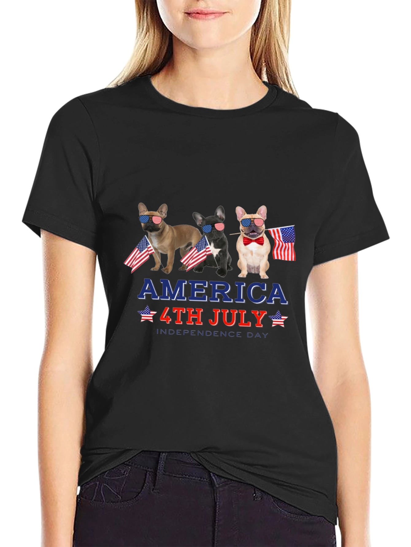 Patriotic Bulldog 4th of July Graphic Tee