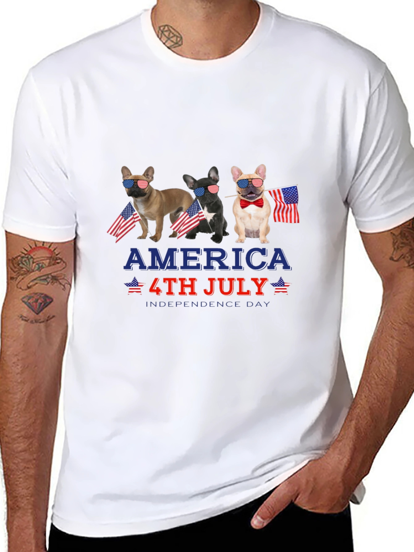 Patriotic Bulldog 4th of July Graphic Tee