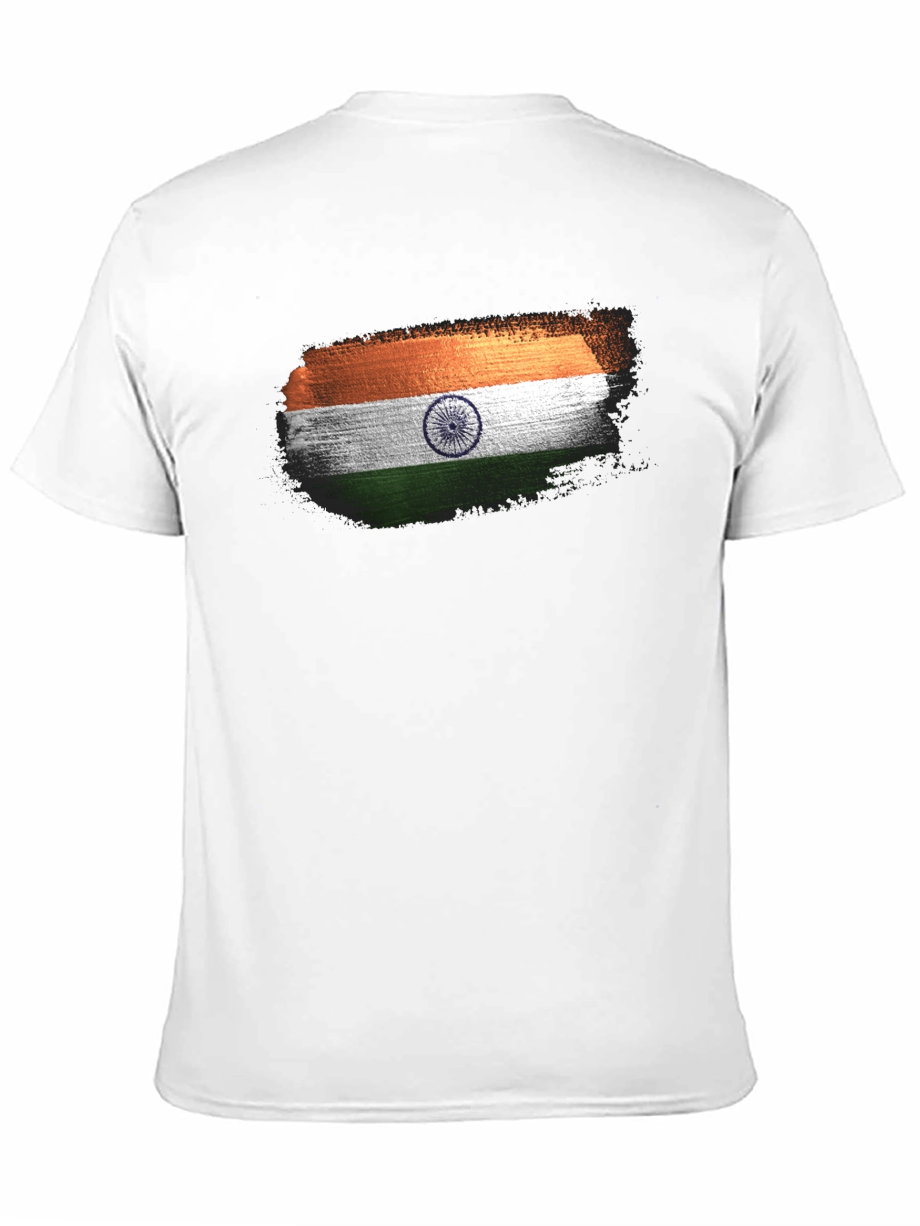 India Flag Brushstroke Black T-Shirt
