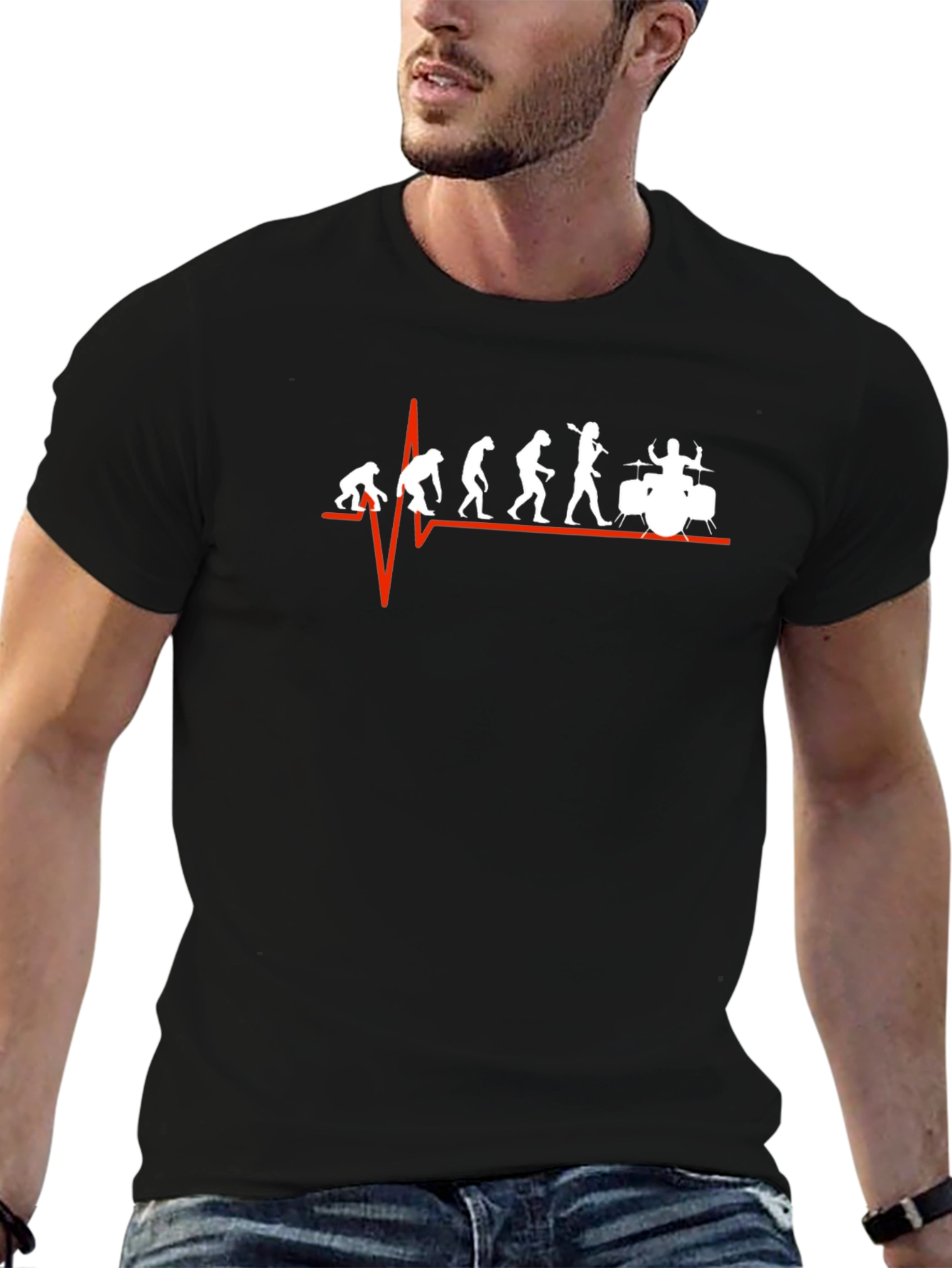 Drummer Evolution Graphic Print Mens T-Shirt