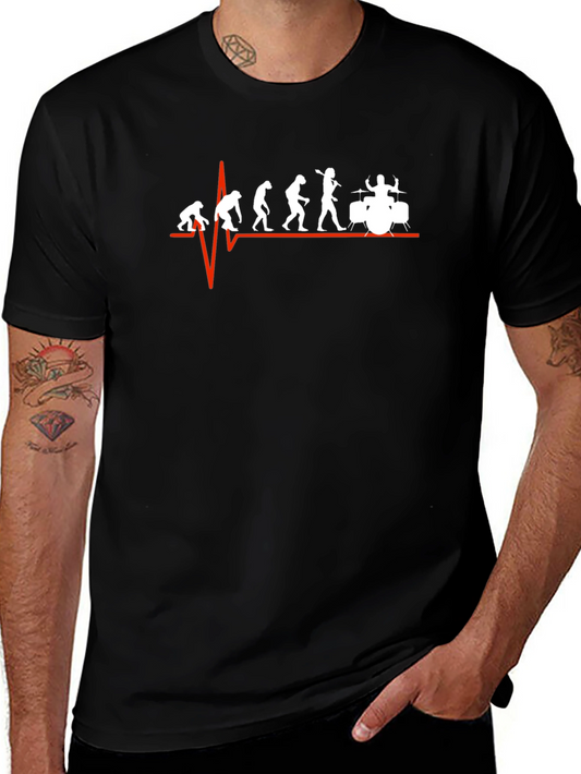 Drummer Evolution Graphic Print Mens T-Shirt