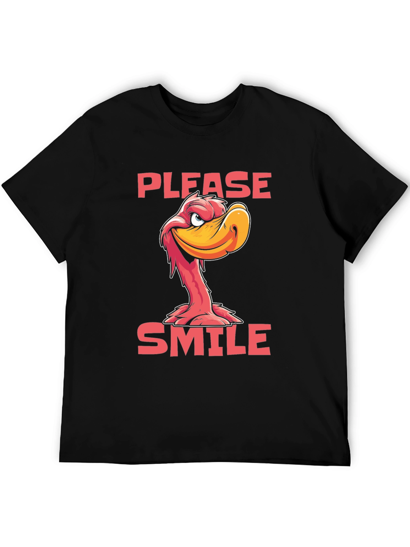 Please Smile Cartoon Duck Graphic Tee
