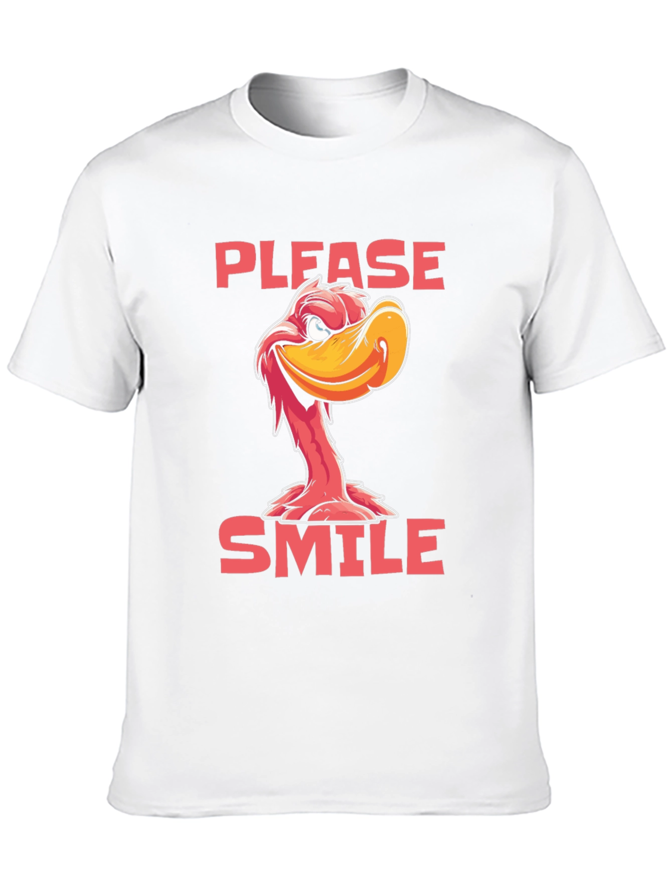 Please Smile Cartoon Duck Graphic Tee