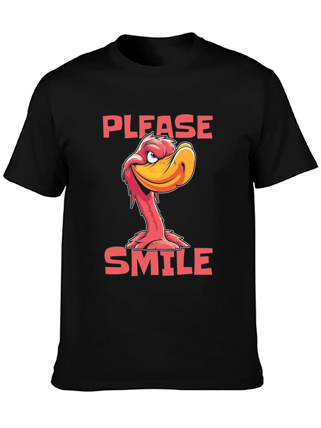Please Smile Cartoon Duck Graphic Tee