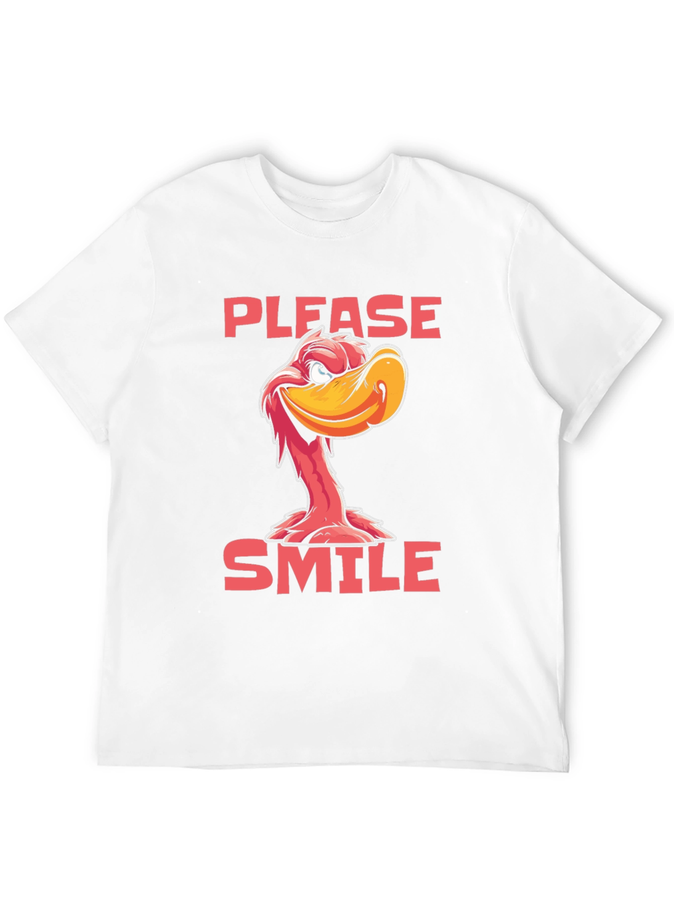Please Smile Cartoon Duck Graphic Tee