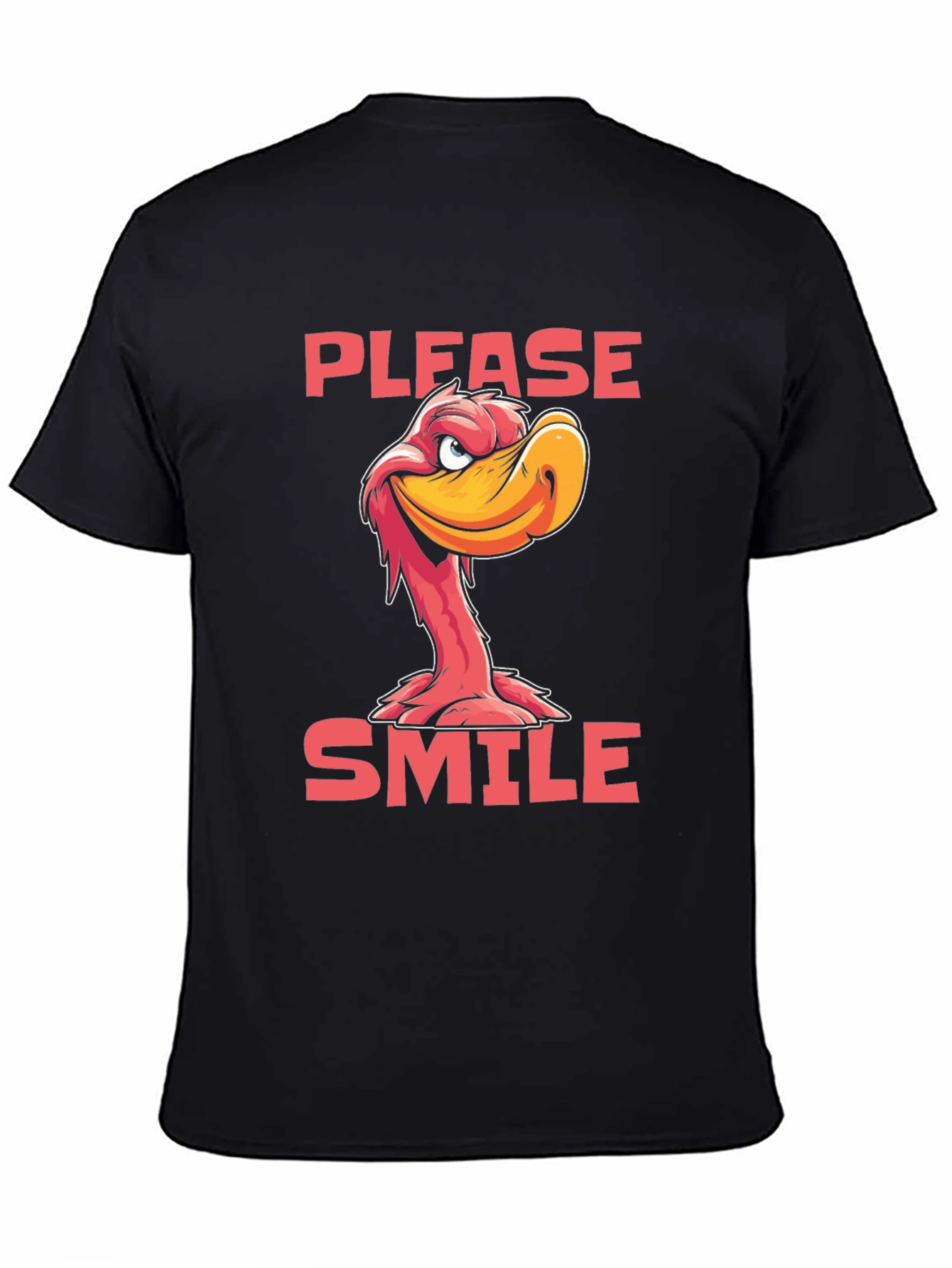 Please Smile Cartoon Duck Graphic Tee