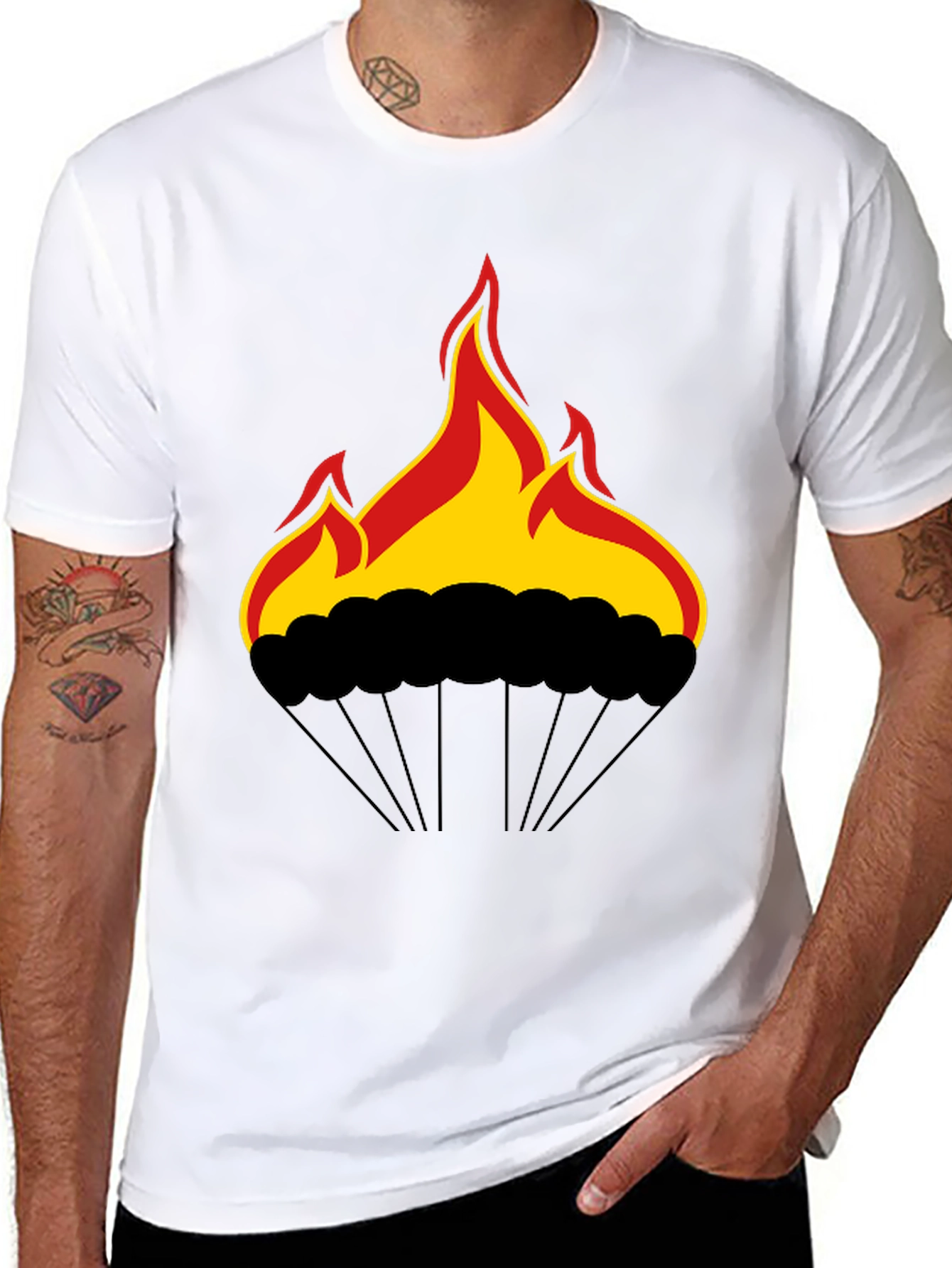 Fiery Parachute Graphic Tee - Bold Statement Shirt