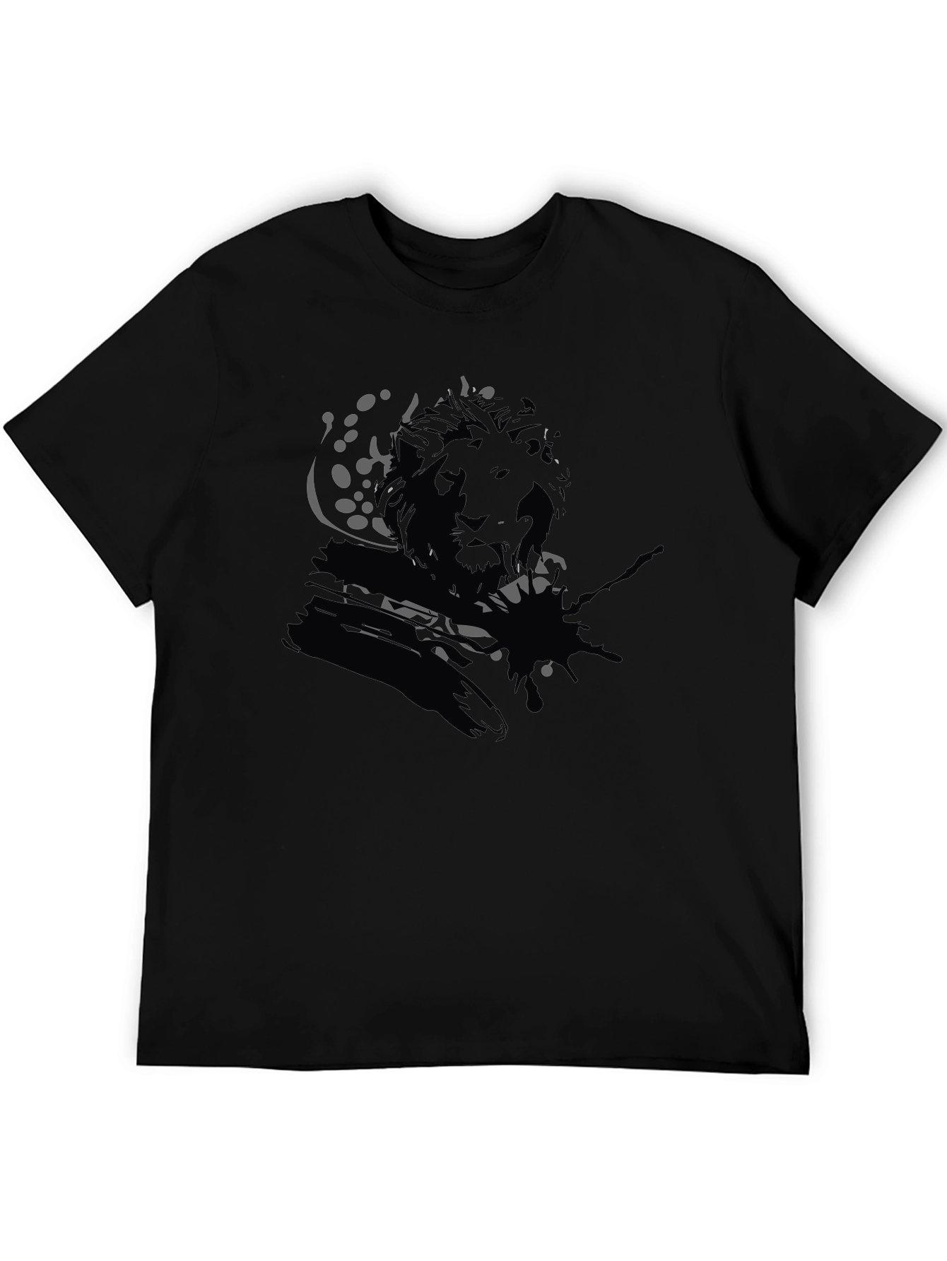Lion Graphic Print Black T-Shirt