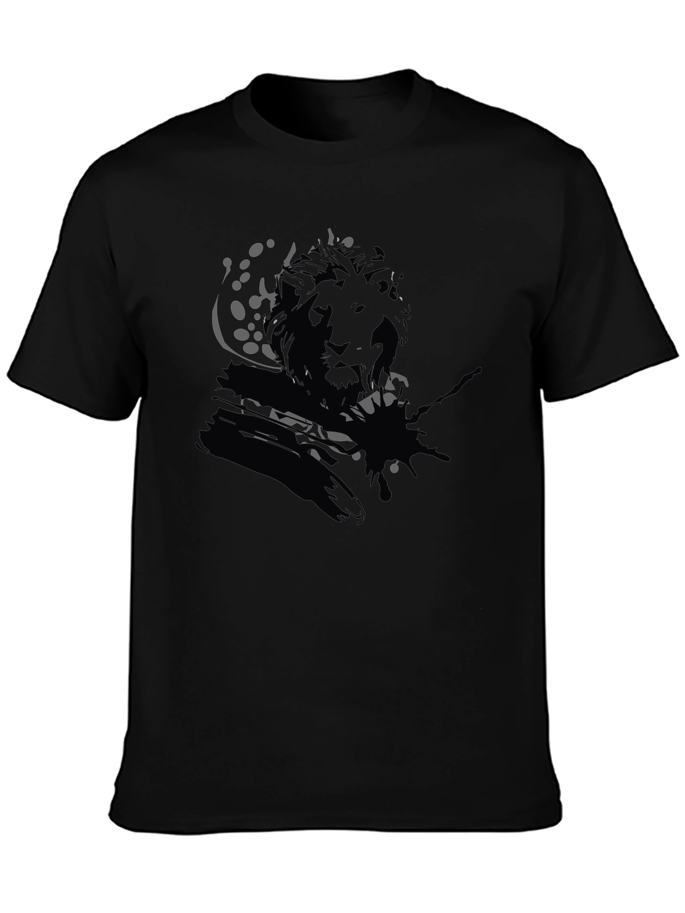 Lion Graphic Print Black T-Shirt