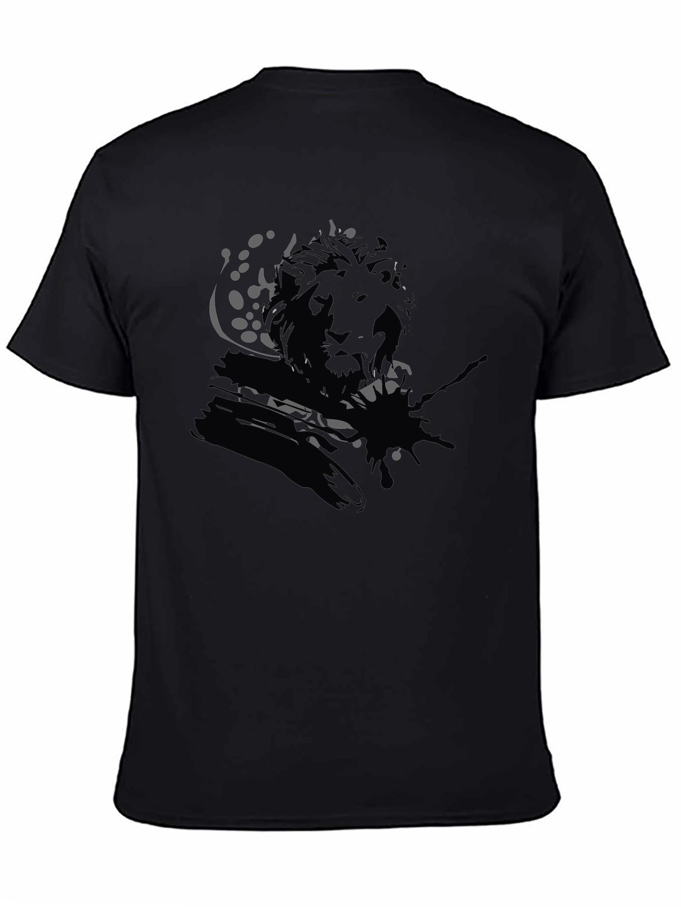 Lion Graphic Print Black T-Shirt