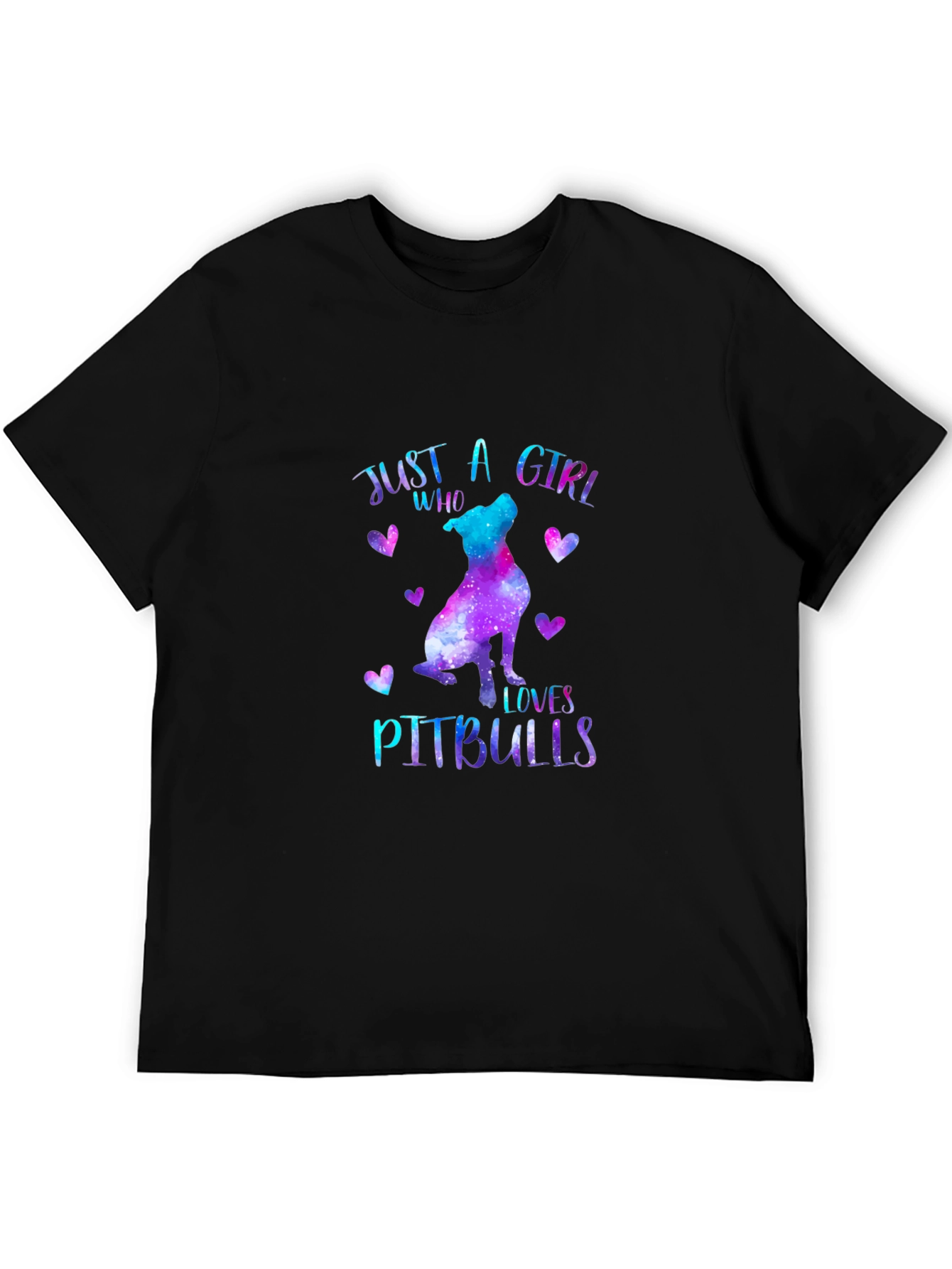 Girl Who Loves Pitbulls Black T-Shirt