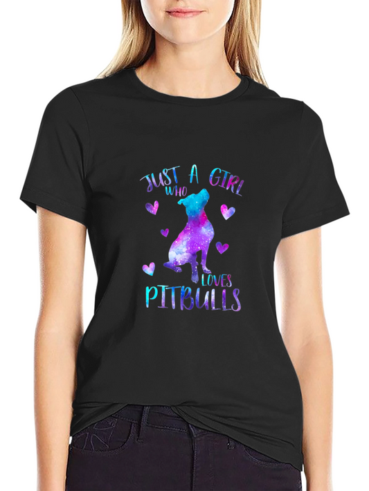 Girl Who Loves Pitbulls Black T-Shirt