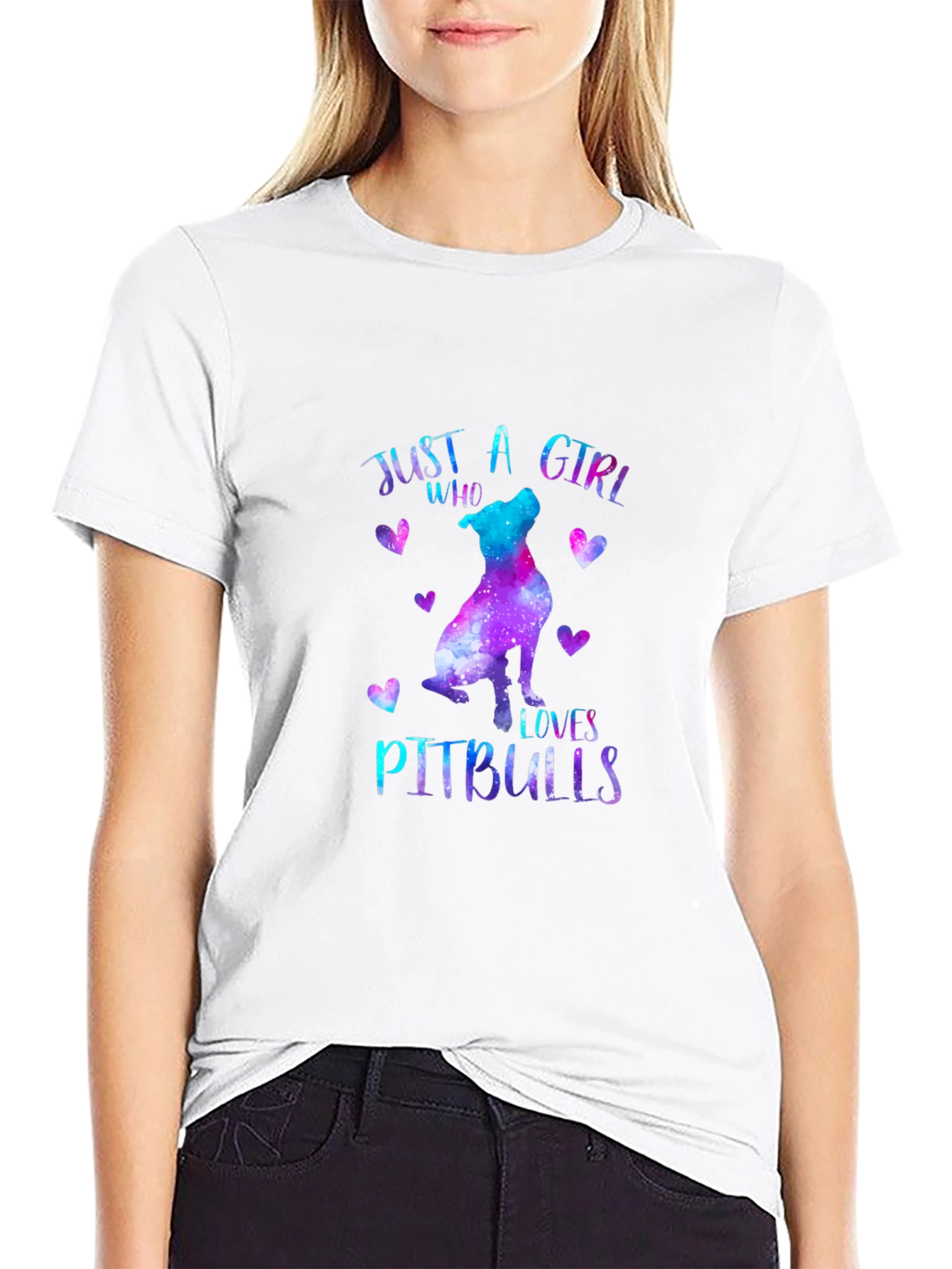 Girl Who Loves Pitbulls Black T-Shirt