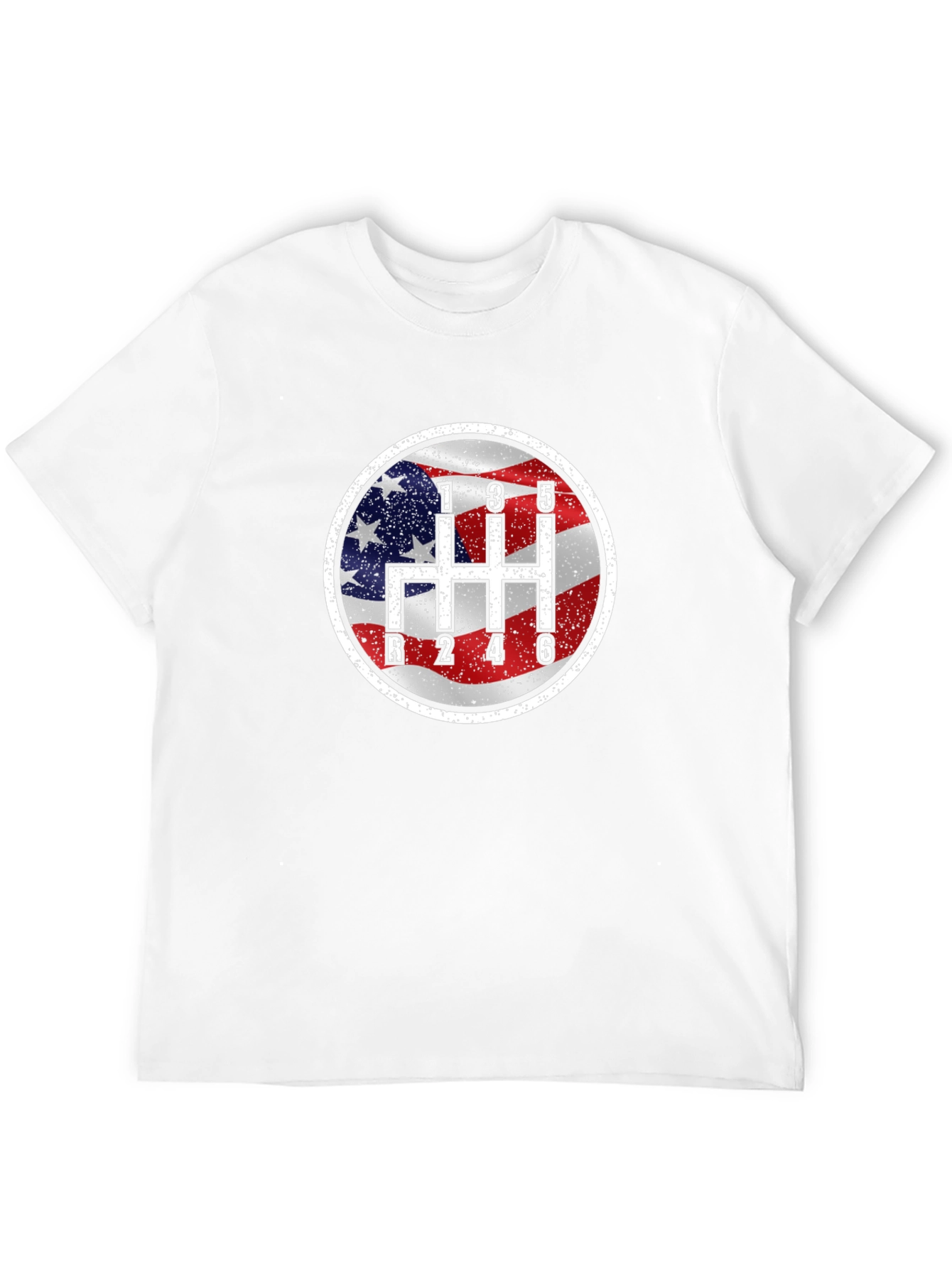 American Flag Manual Shift Car Enthusiast T-Shirt