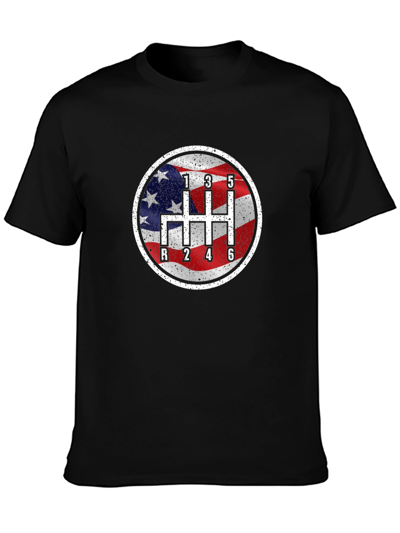 American Flag Manual Shift Car Enthusiast T-Shirt
