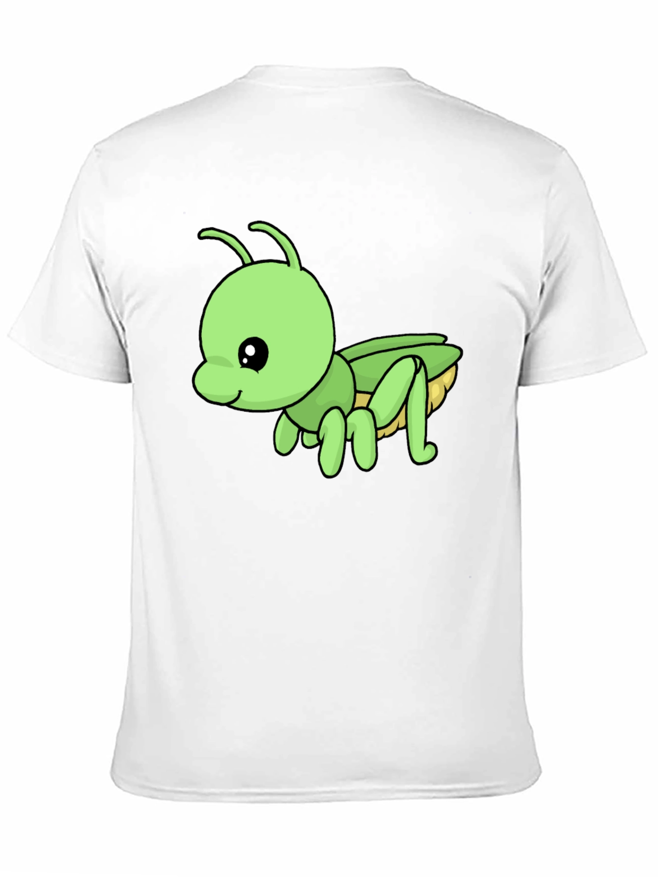 Cute Green Cartoon Insect Black T-Shirt